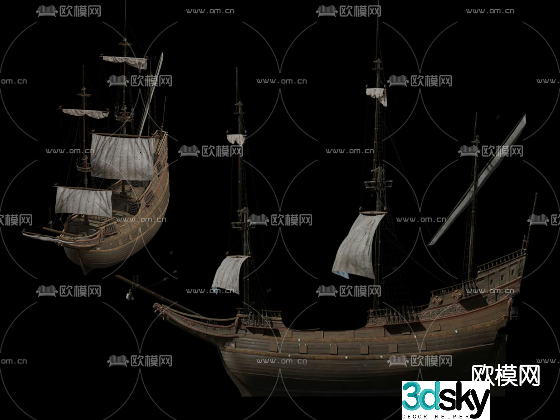 sail boat sailing ship 3d model