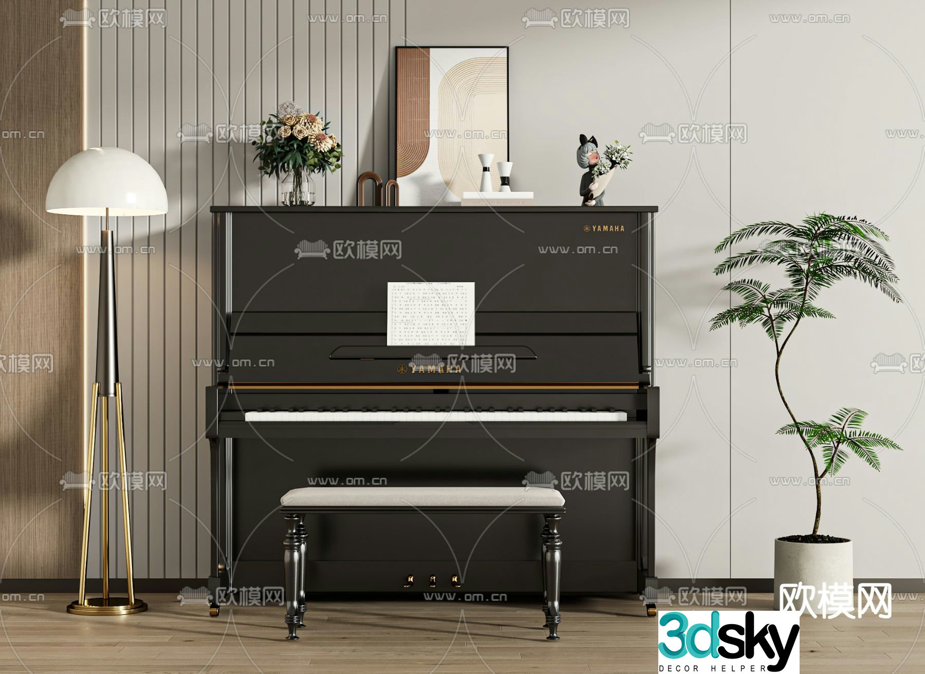 Paint piano electronic keyboard 3d model