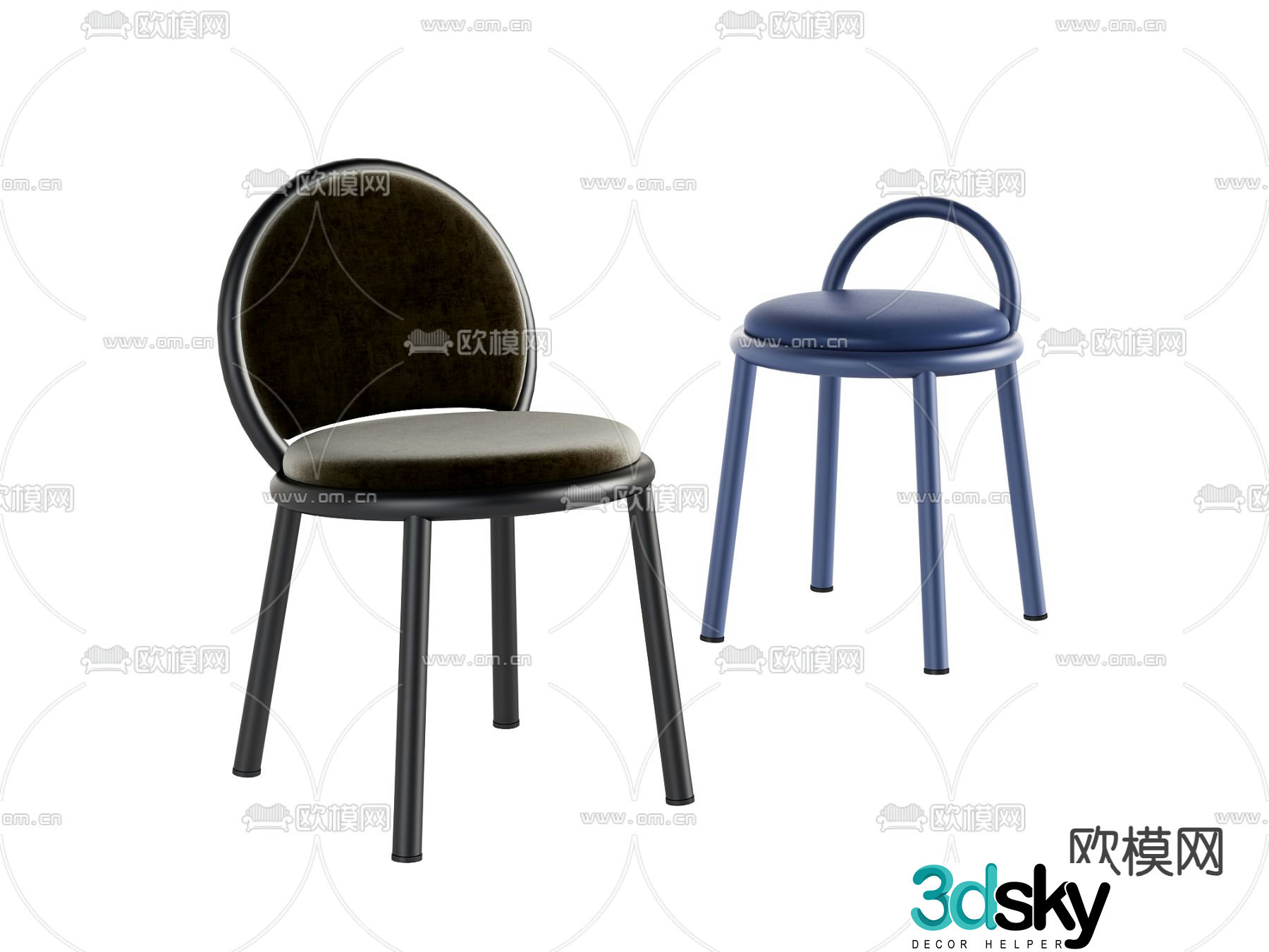 leather chair dining chair 3d model