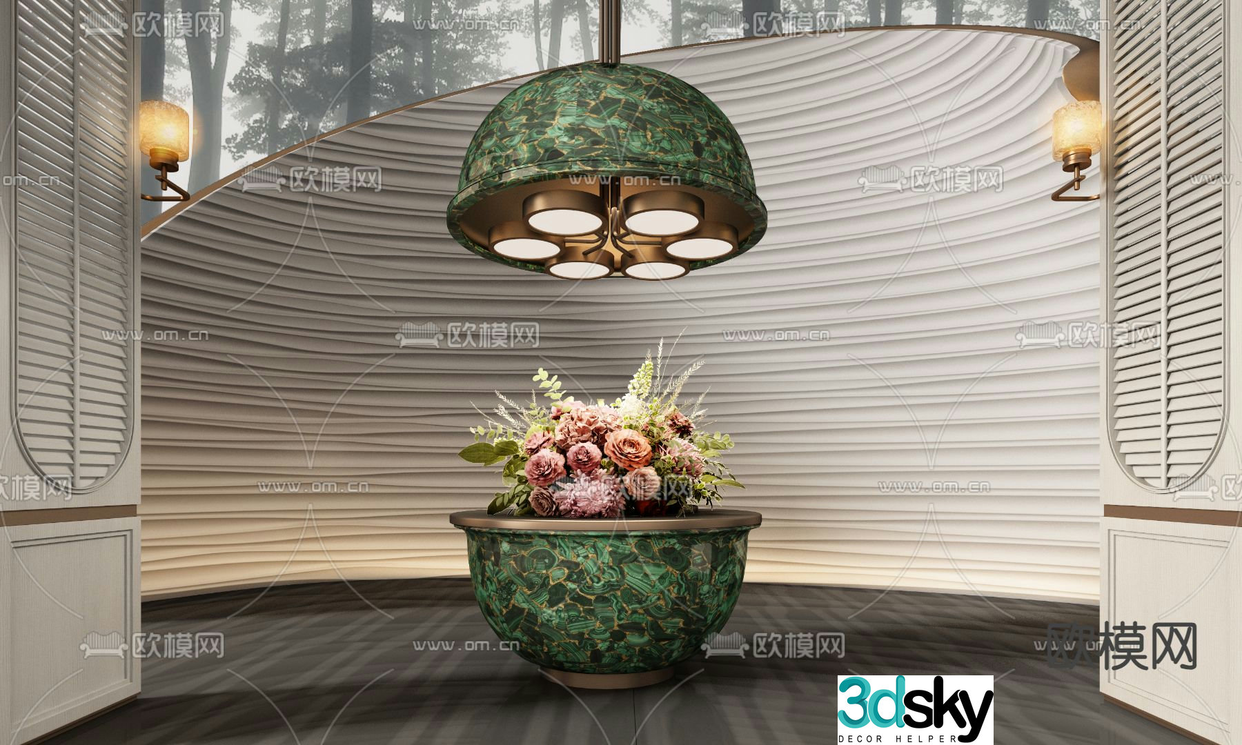 CCD indoor landscape flower arrangement 3d model