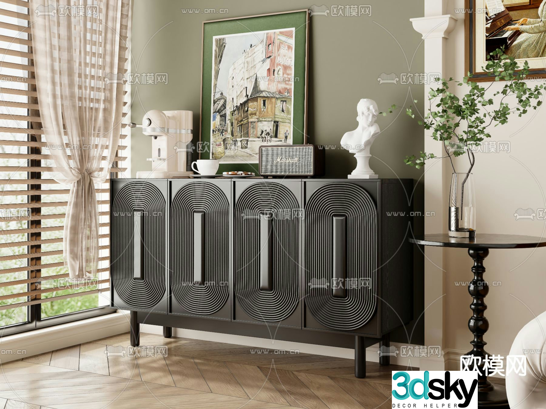 French entryway cabinet 3d model