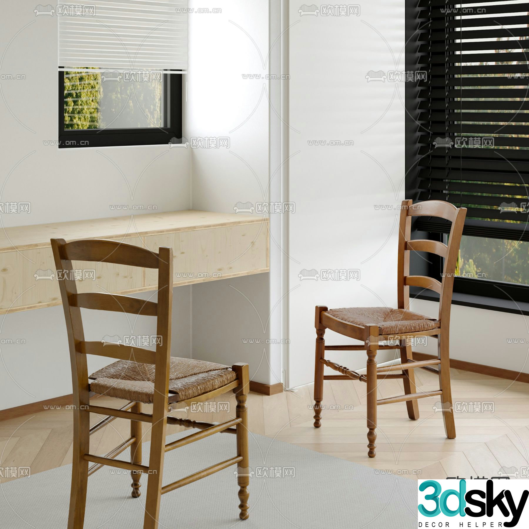 Medieval style chair dining chair 3d model