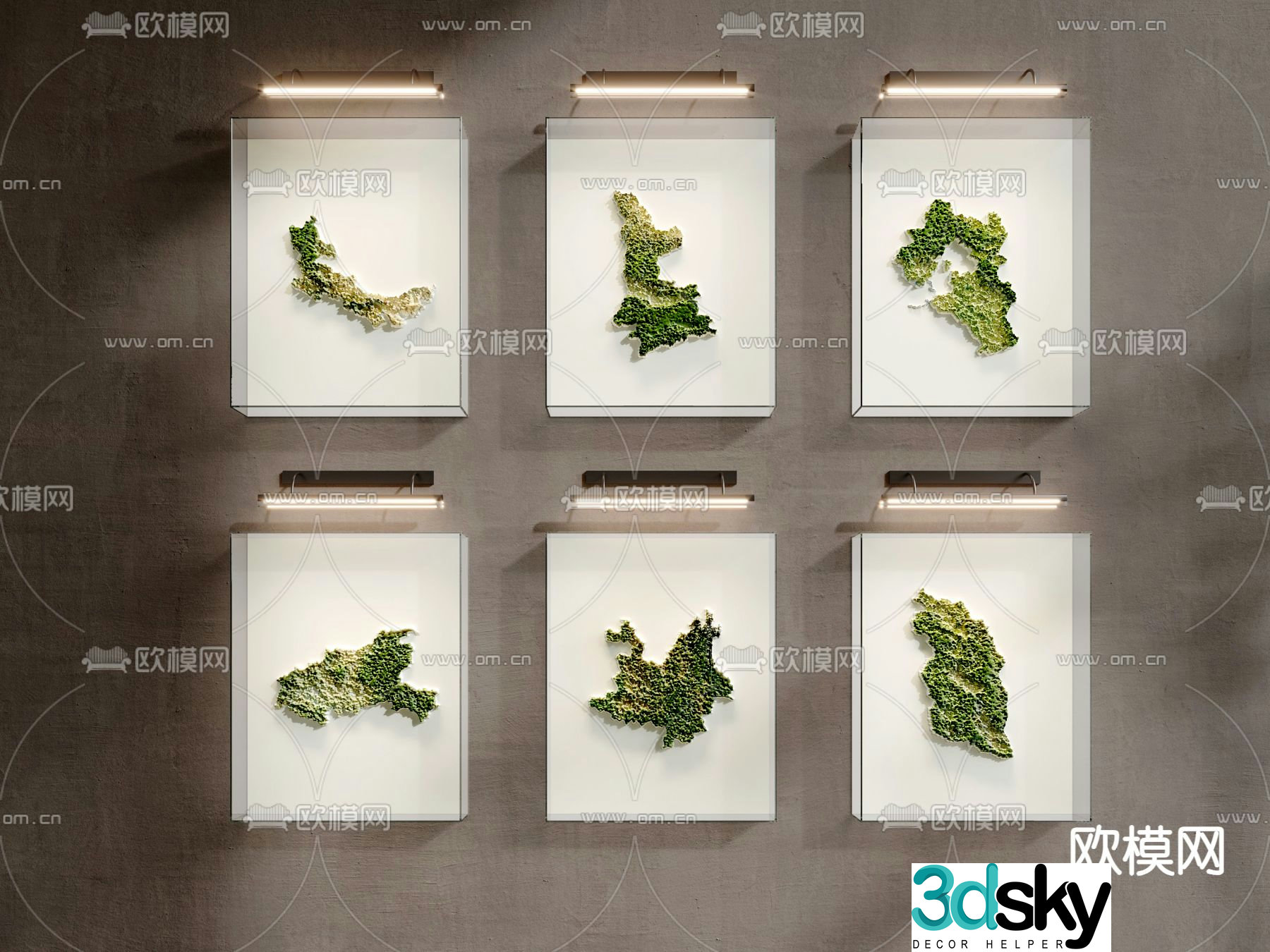 Decorative lamp acrylic light box map light box 3d model