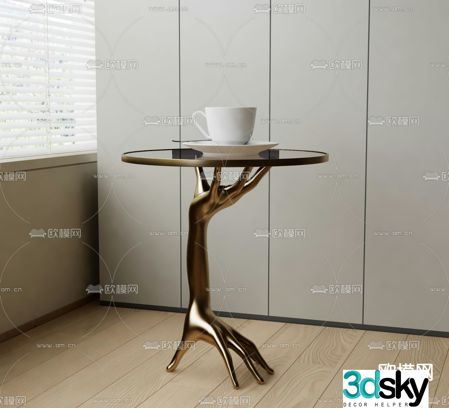 Modern side table corner table round table 3D model
