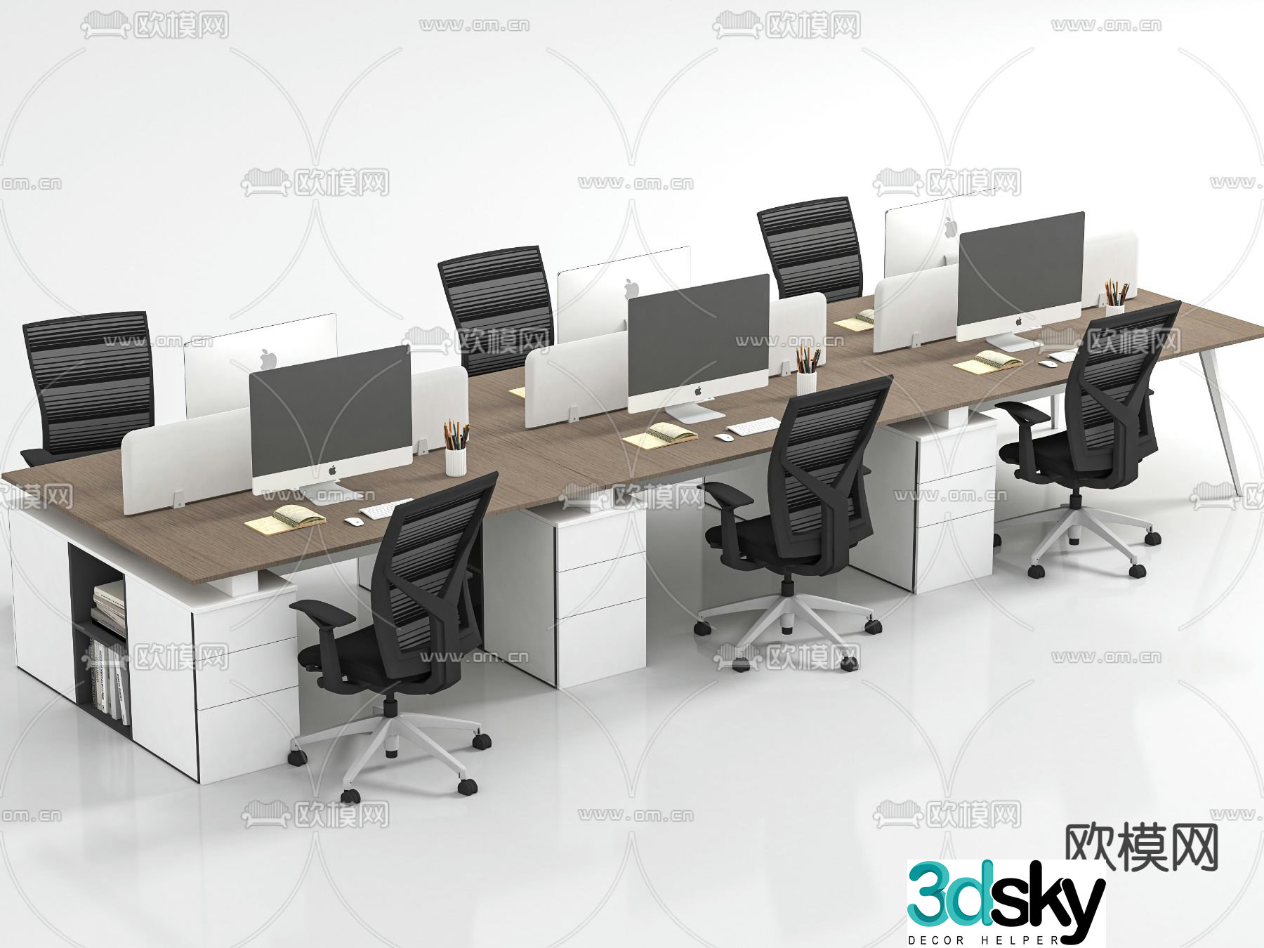 Card space desk staff table 3d model