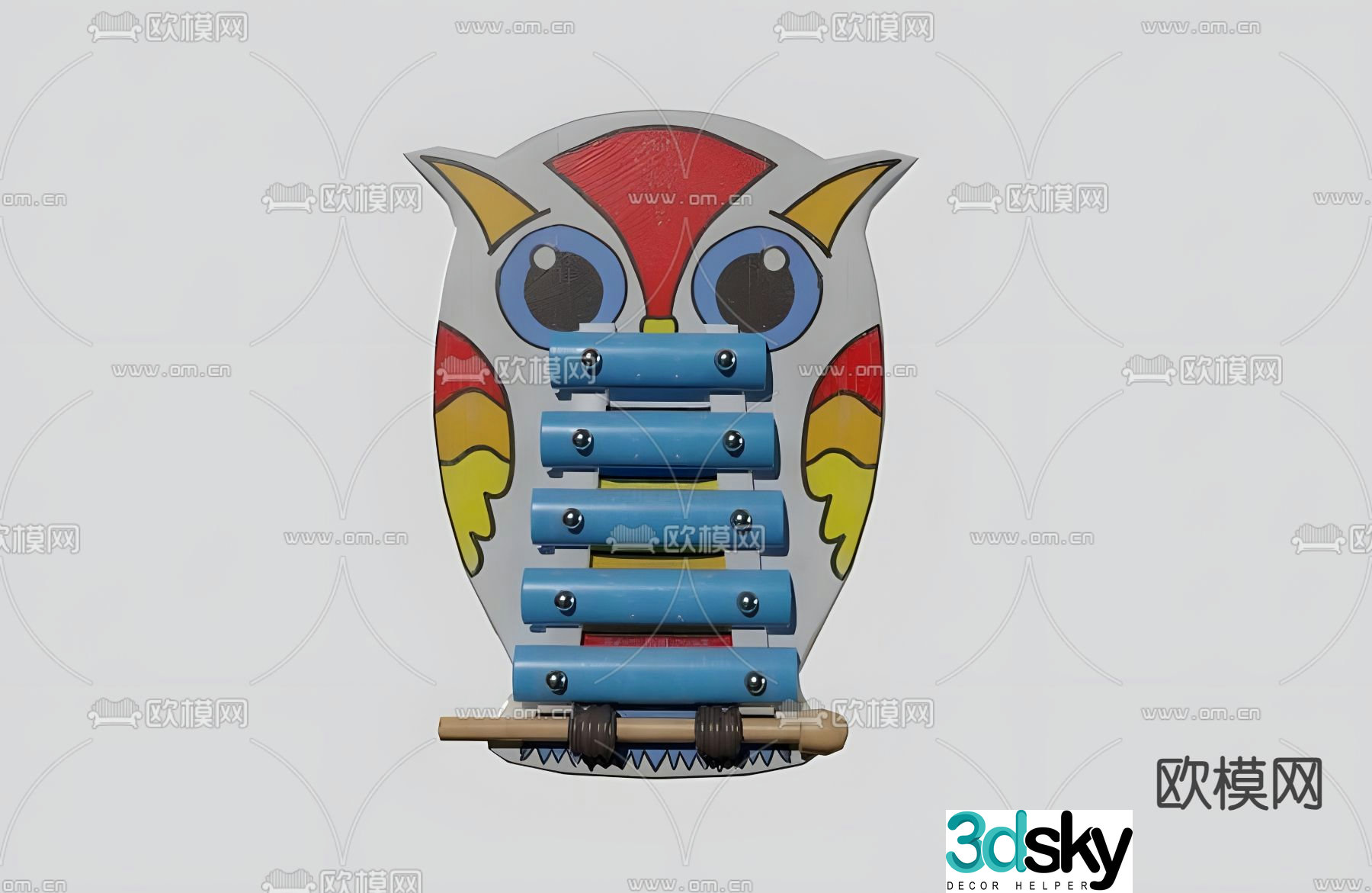 Children’s Toys Hand Knocking Qin Eight-tone Knocking Qin 3D Model