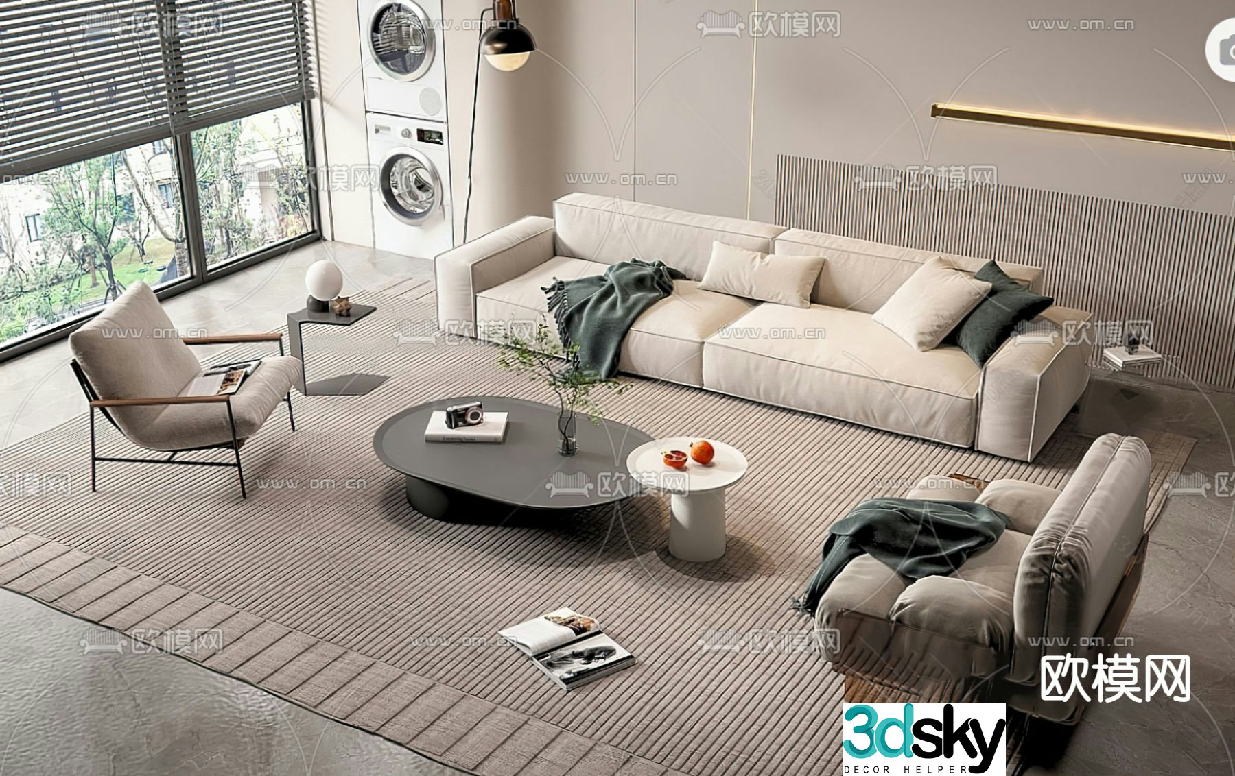 Modular sofa upholstered sofa 3d model