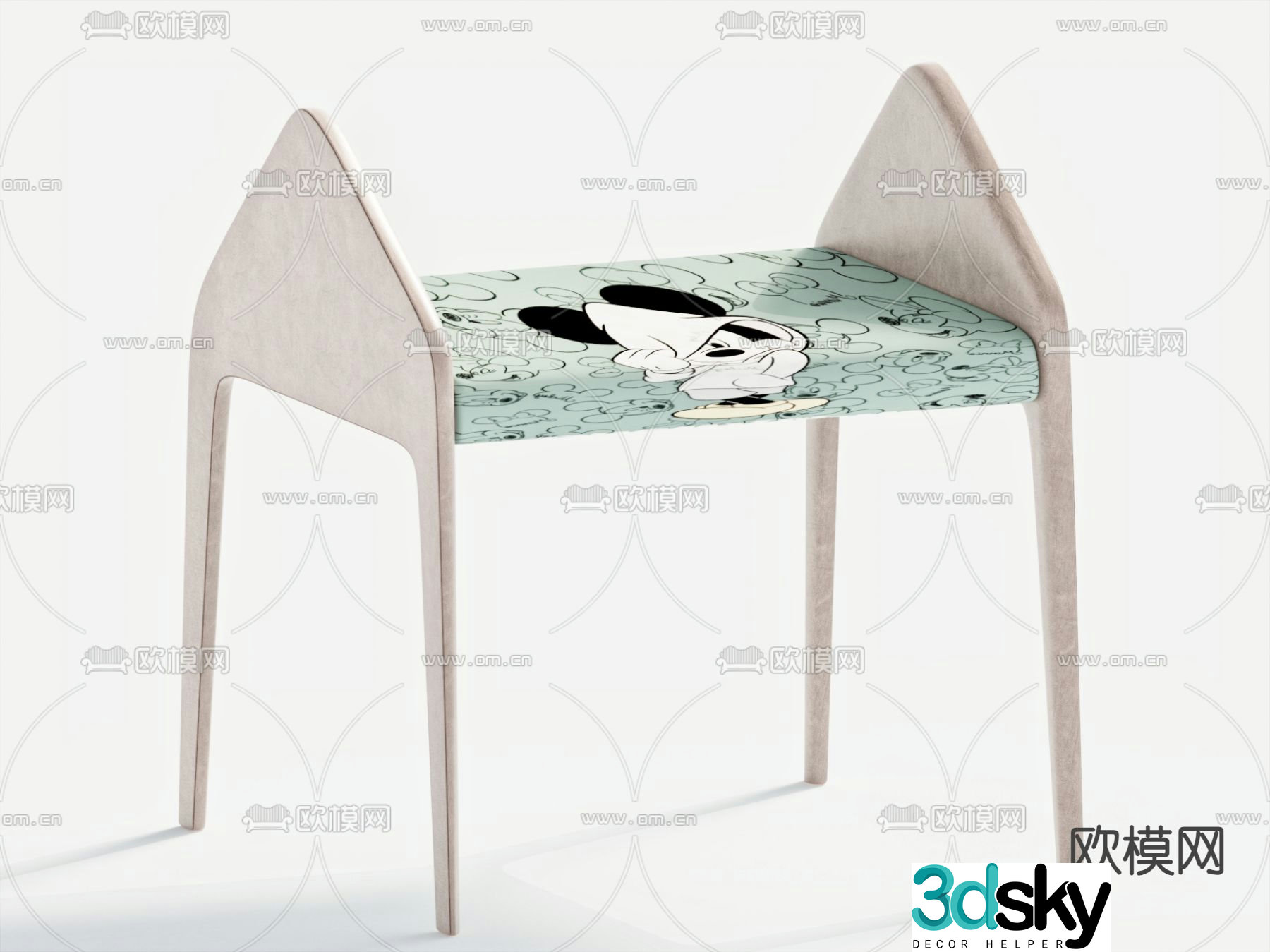 Children’s Stool Cartoon Chair Shoe Changing Stool 3D Model
