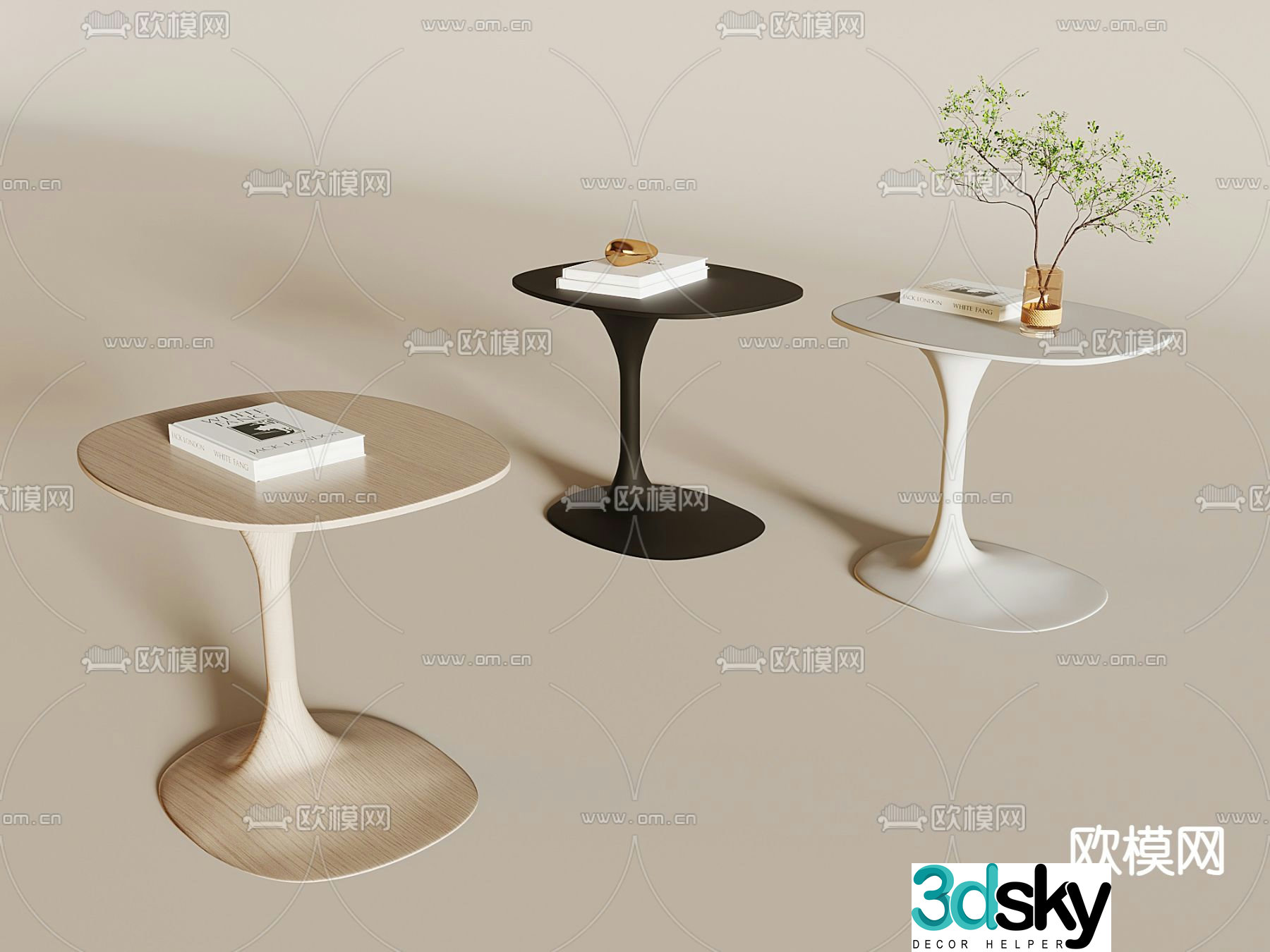 Modern side table round table corner table 3D model