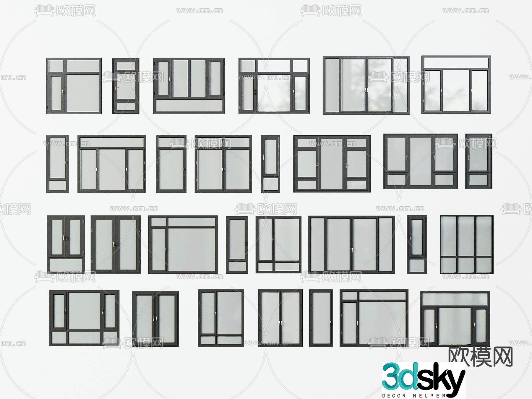 Window Broken bridge aluminum window Floor-to-ceiling window 3D model