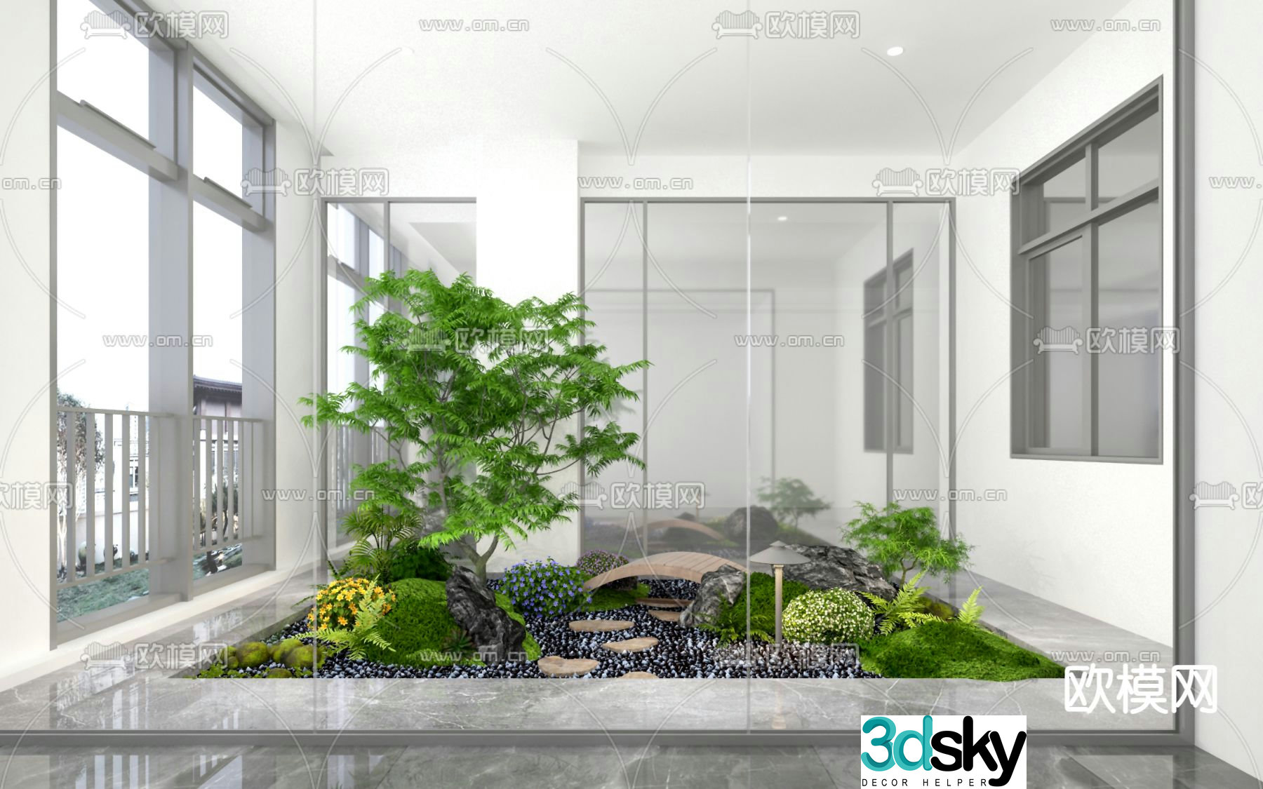 Plant pile indoor landscaping 3d model