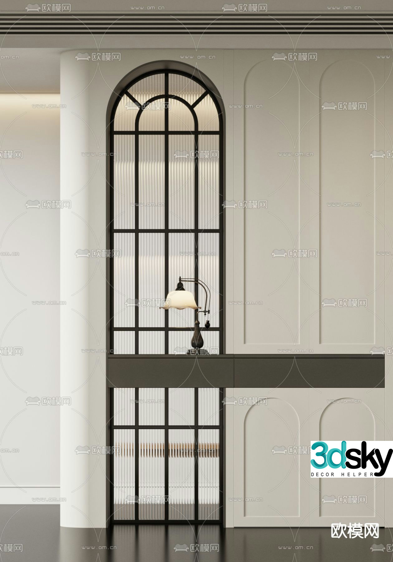 French glass entrance partition 3D model