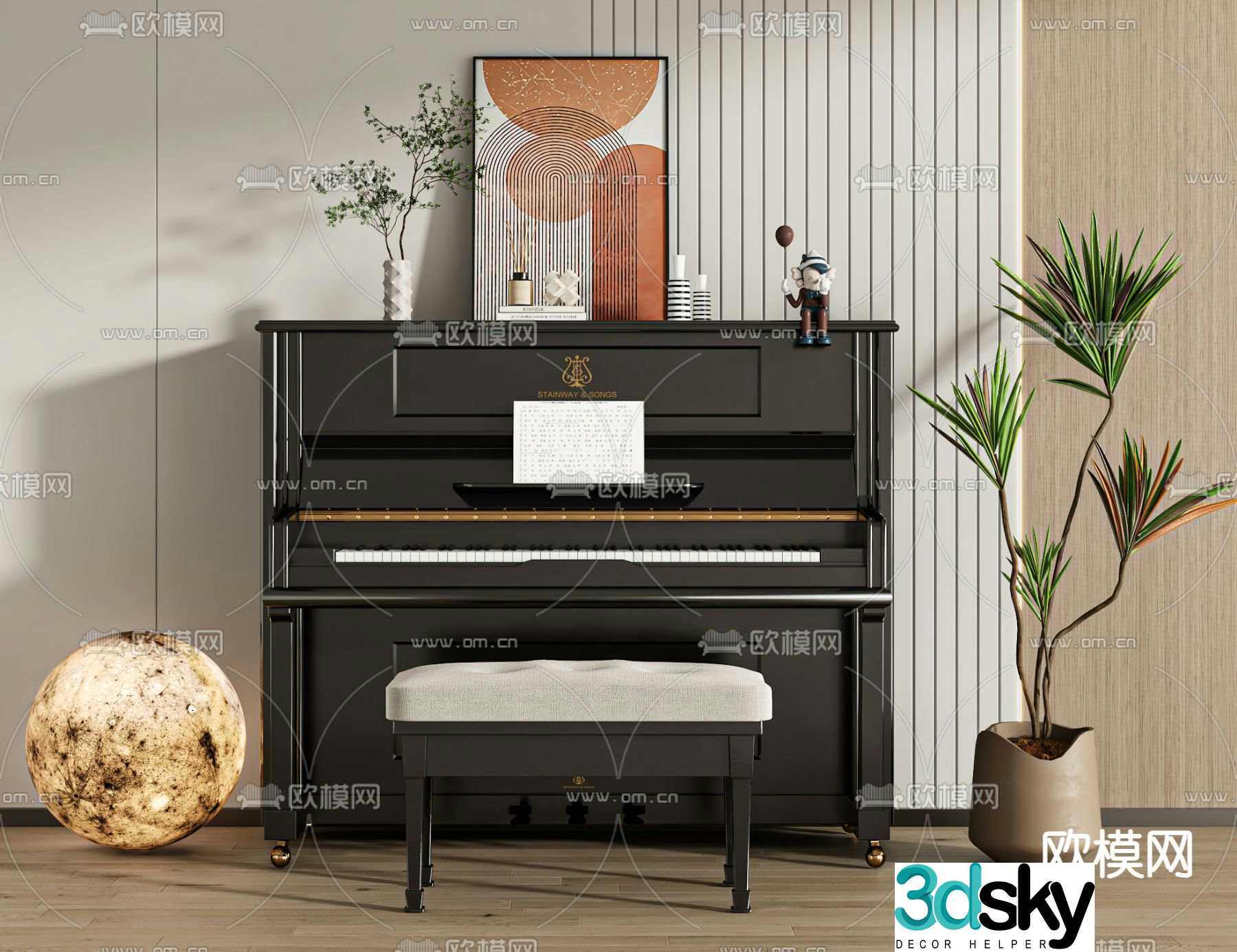 Painted piano 3d model