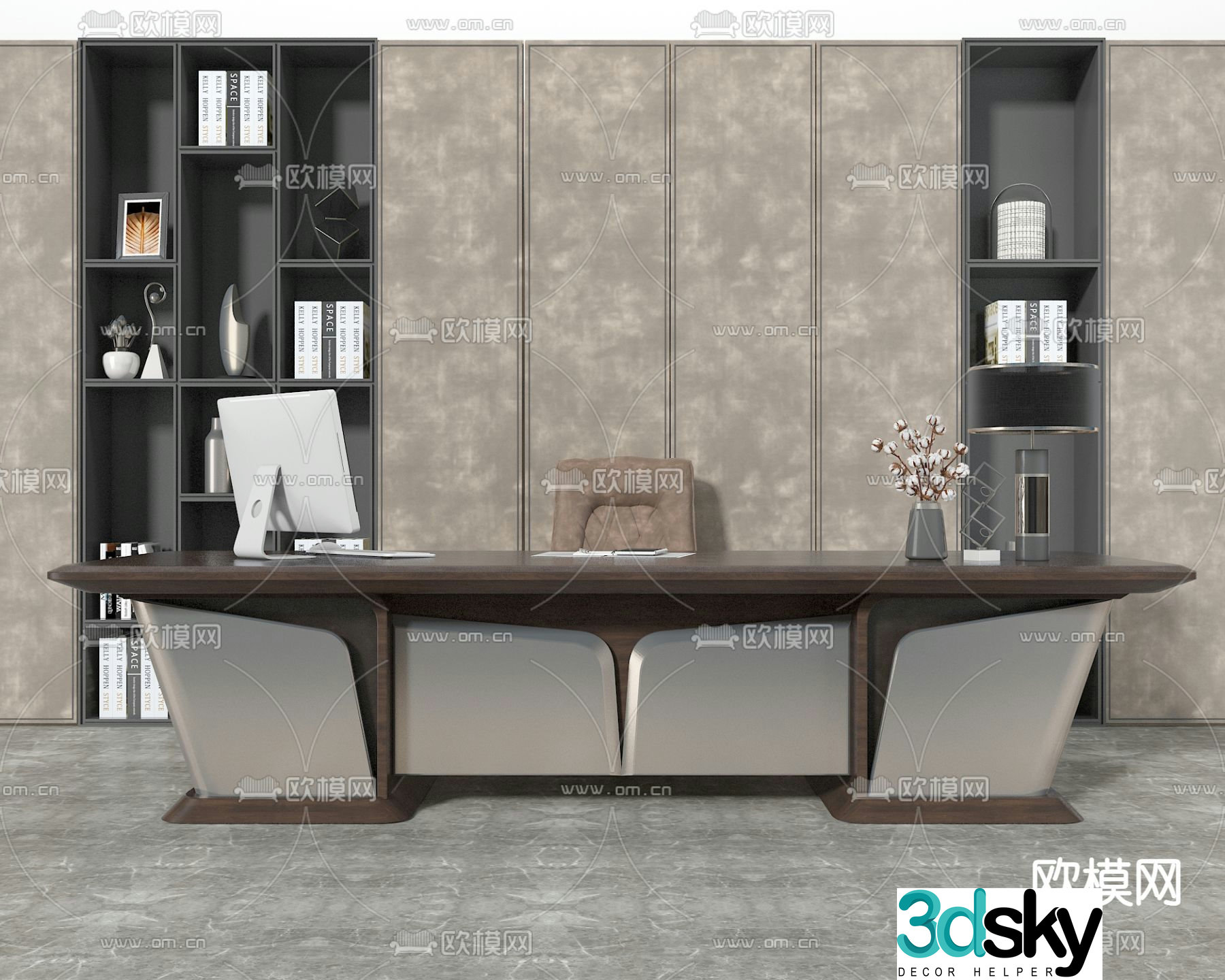 Modern executive desk boss desk 3D model