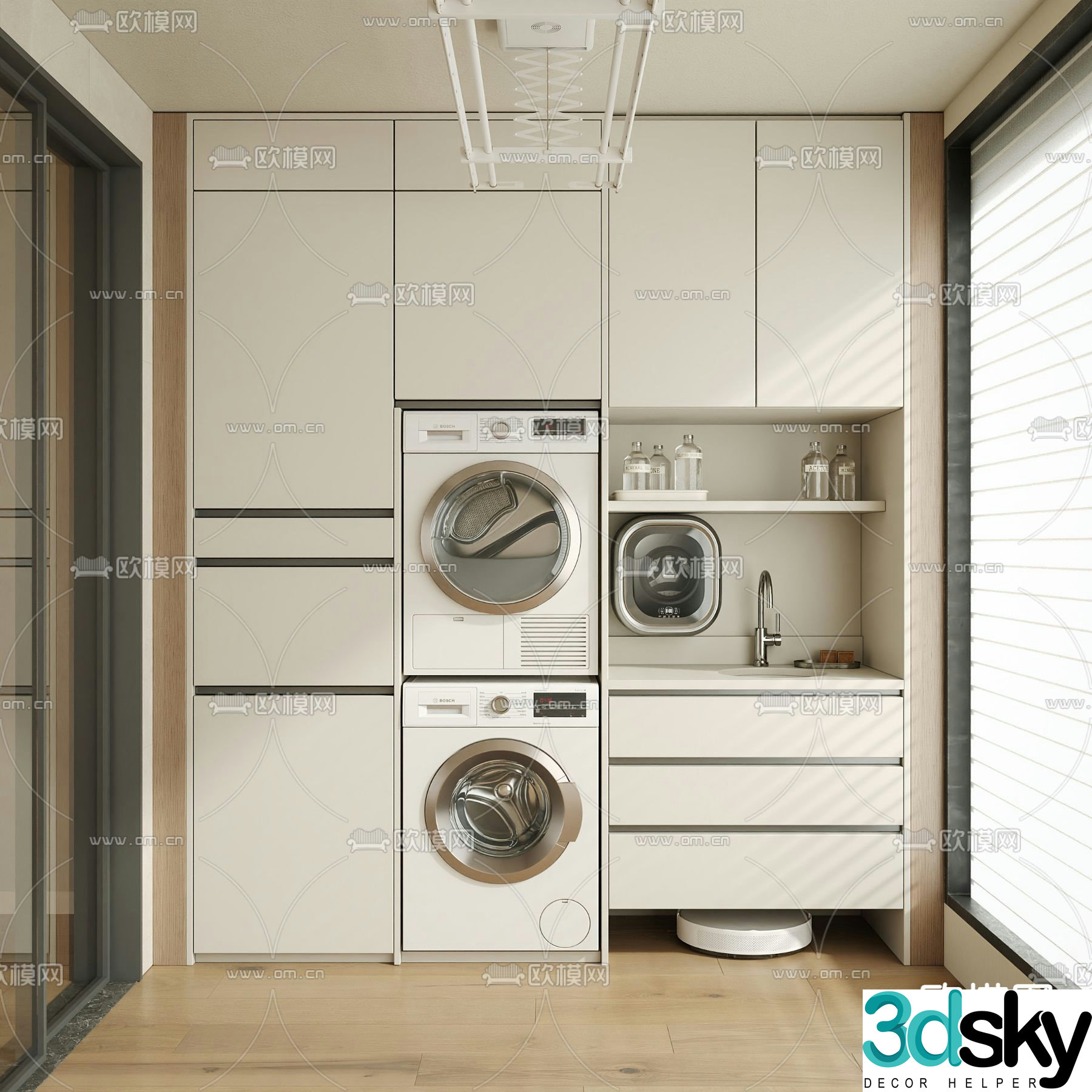 Balcony cabinet laundry cabinet 3d model