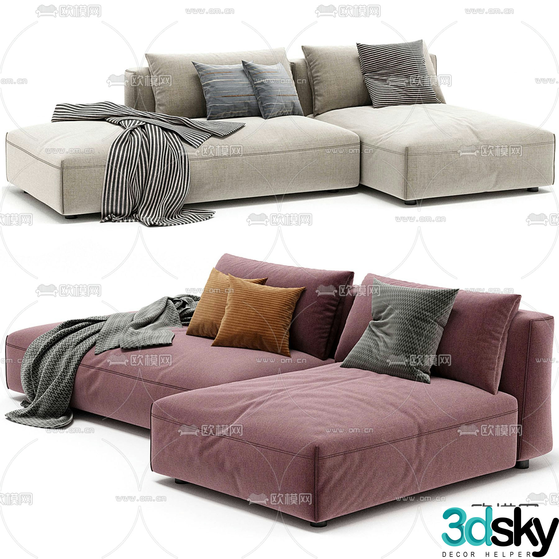 Fabric corner sofa 3d model