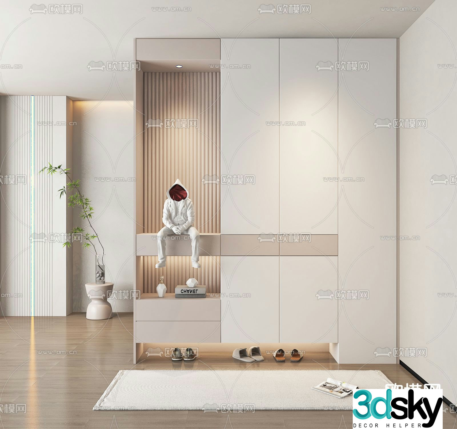 Entrance shoe cabinet partition cabinet 3d model