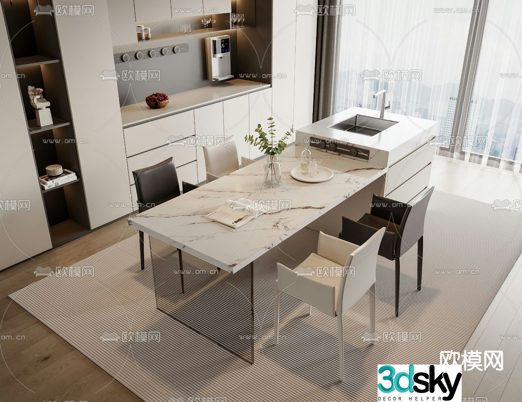 Nakajima dining table and chairs 3d model