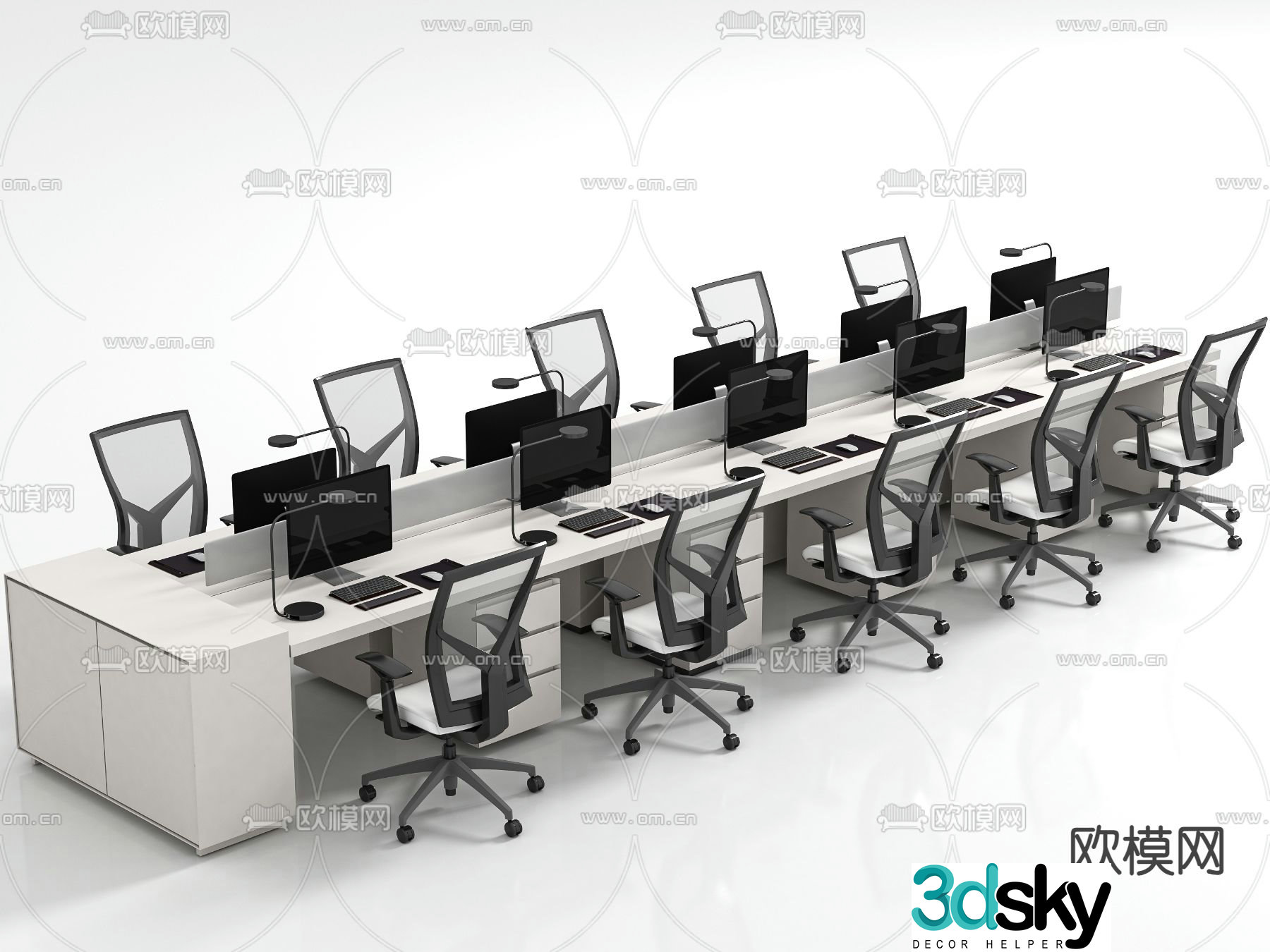 Card space desk staff table 3d model