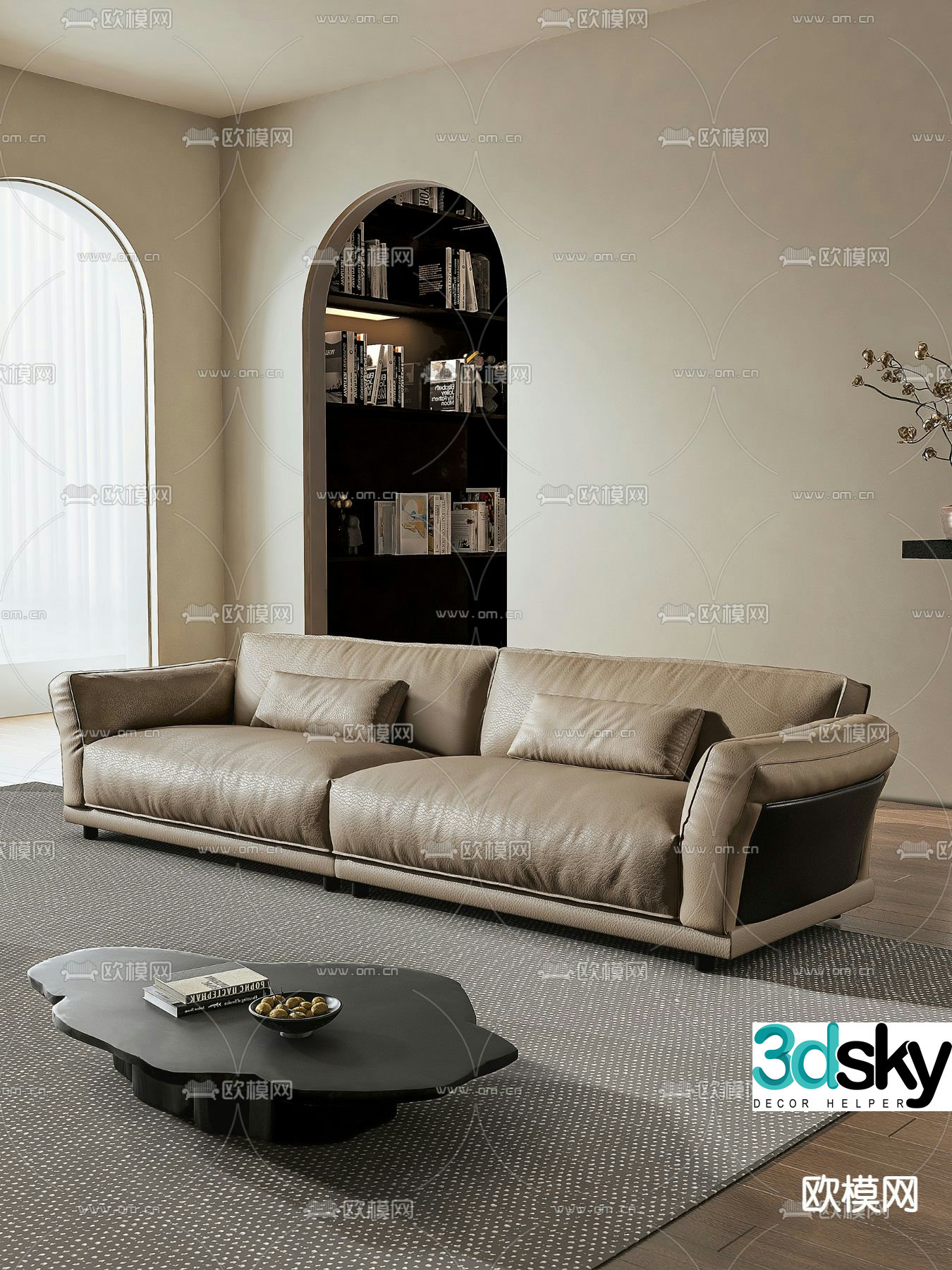 Wabi-sabi style sofa double sofa 3d model