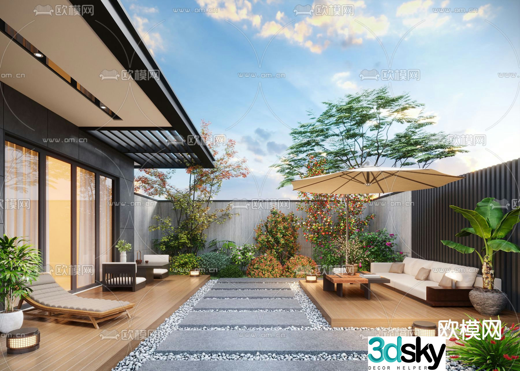 Home courtyard villa courtyard 3d model