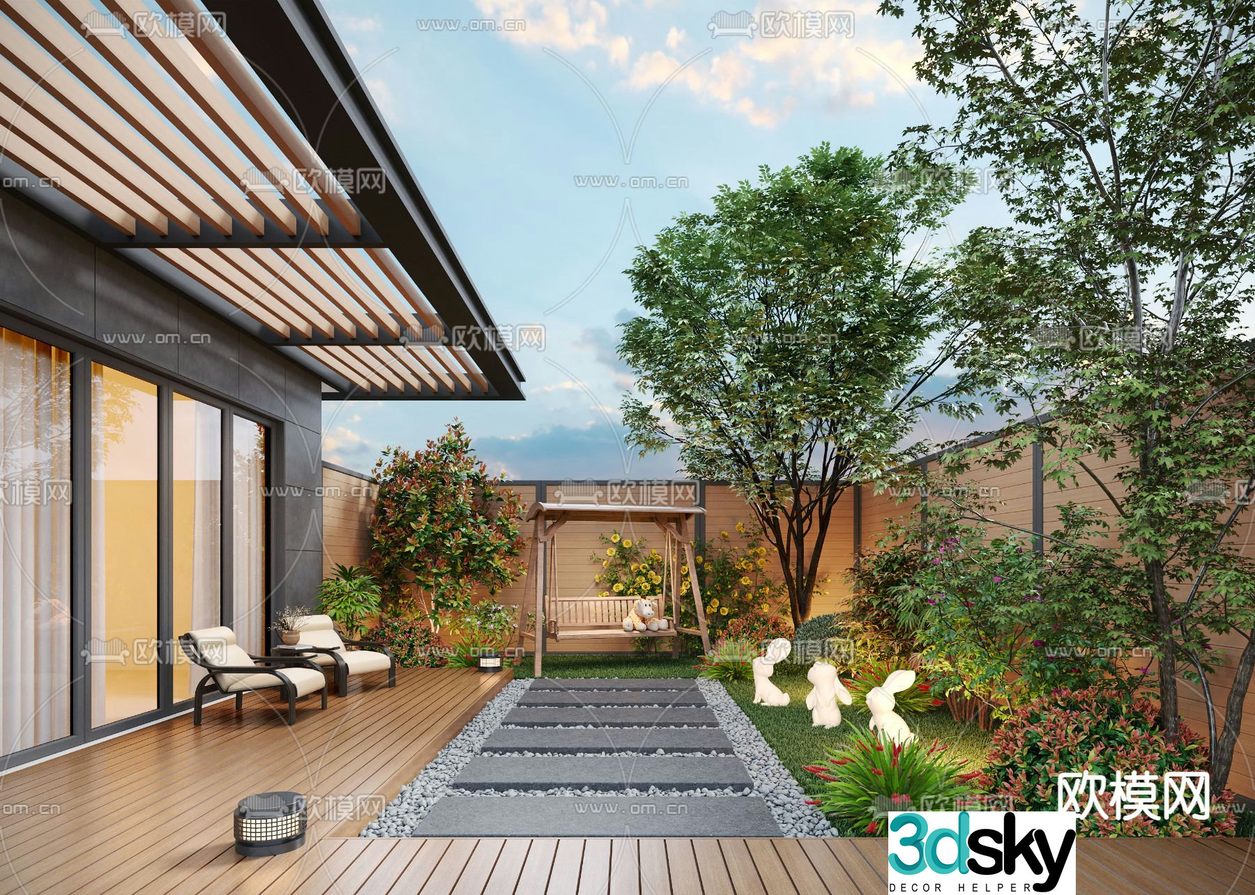 Home courtyard villa courtyard 3d model