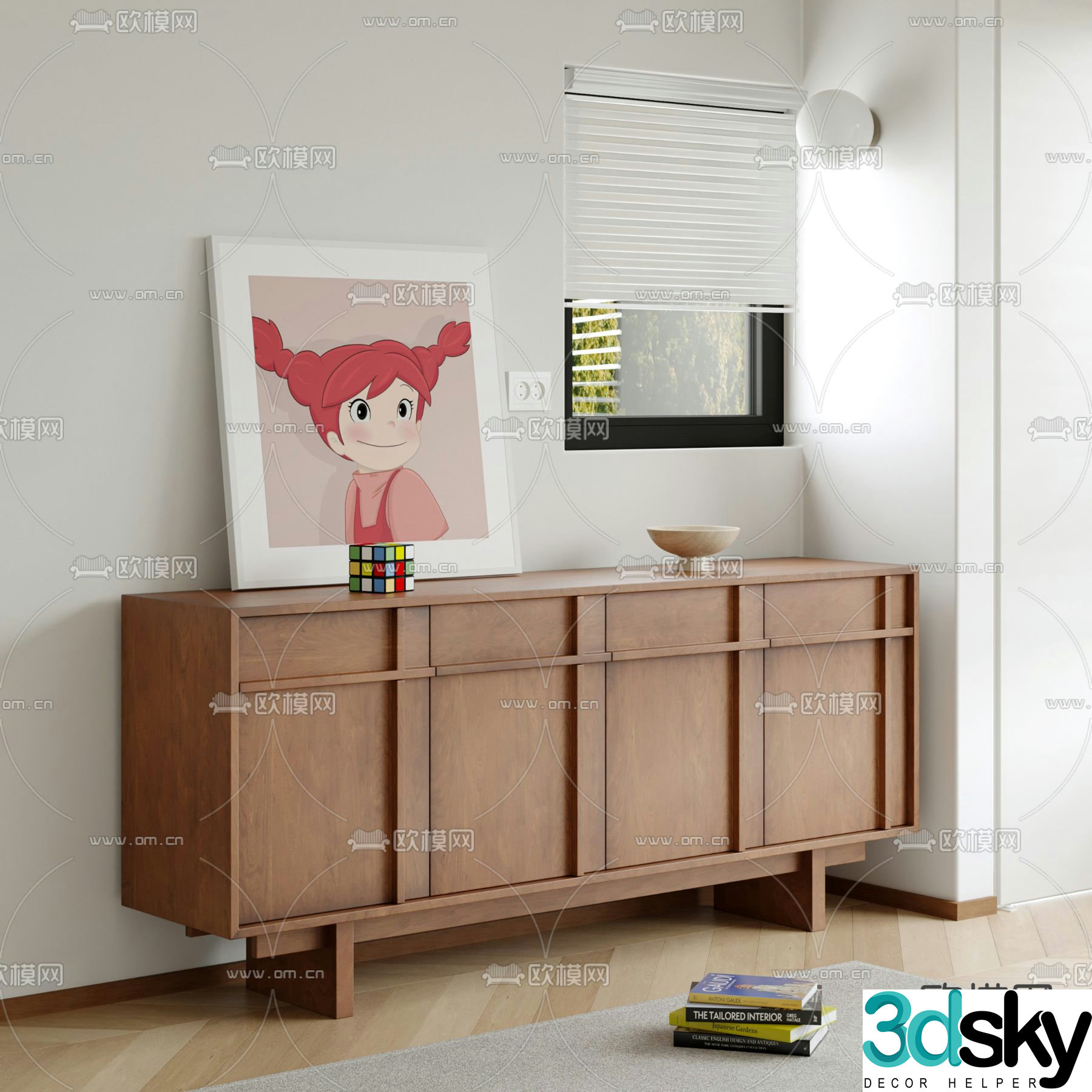 Wabi-sabi entrance cabinet side cabinet 3D model