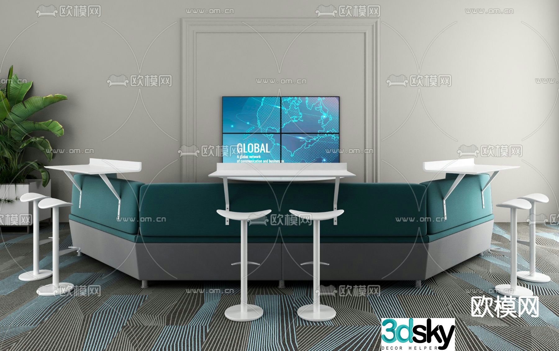 Conference tables and chairs office desk 3d model