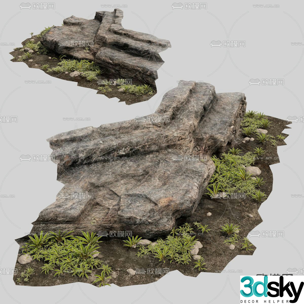Outdoor rocks stones 3d model