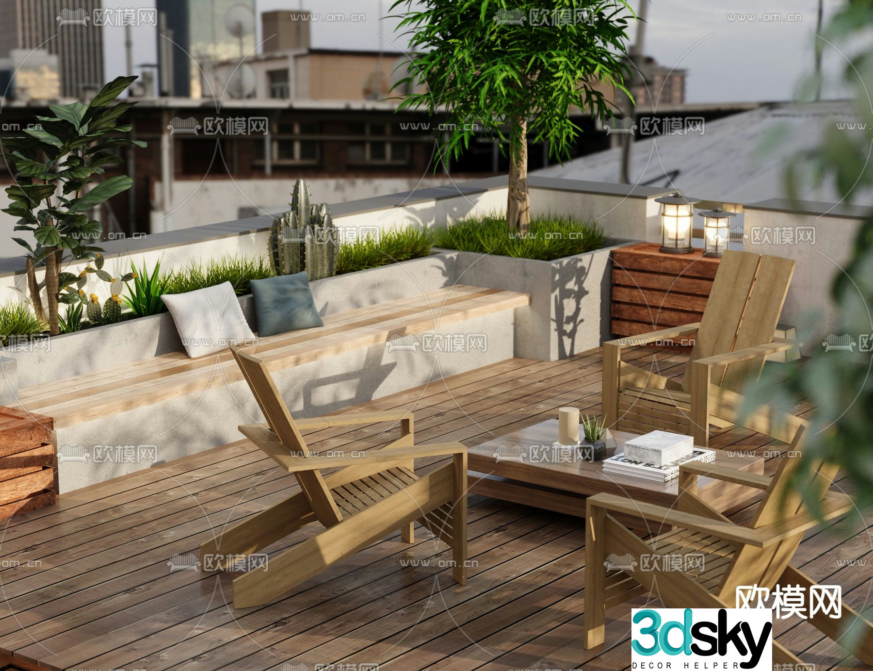 Rooftop garden leisure chair 3d model