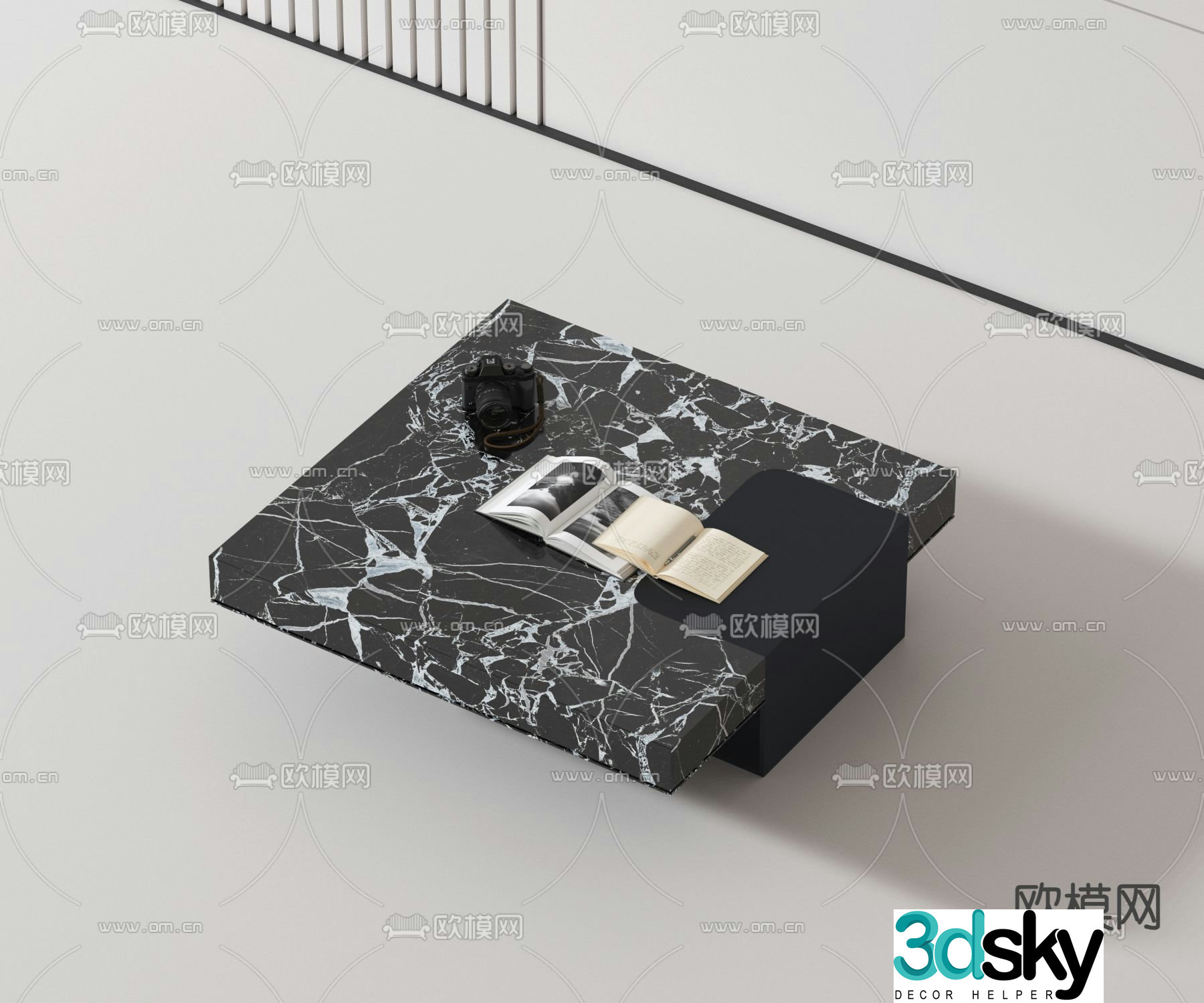 Marble coffee table square coffee table 3d model