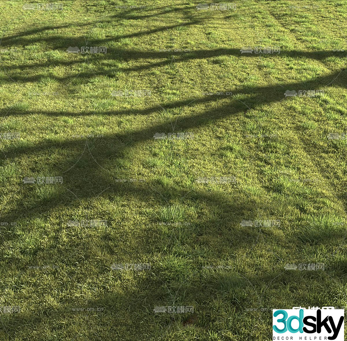 lawn grass turf green shade 3d model
