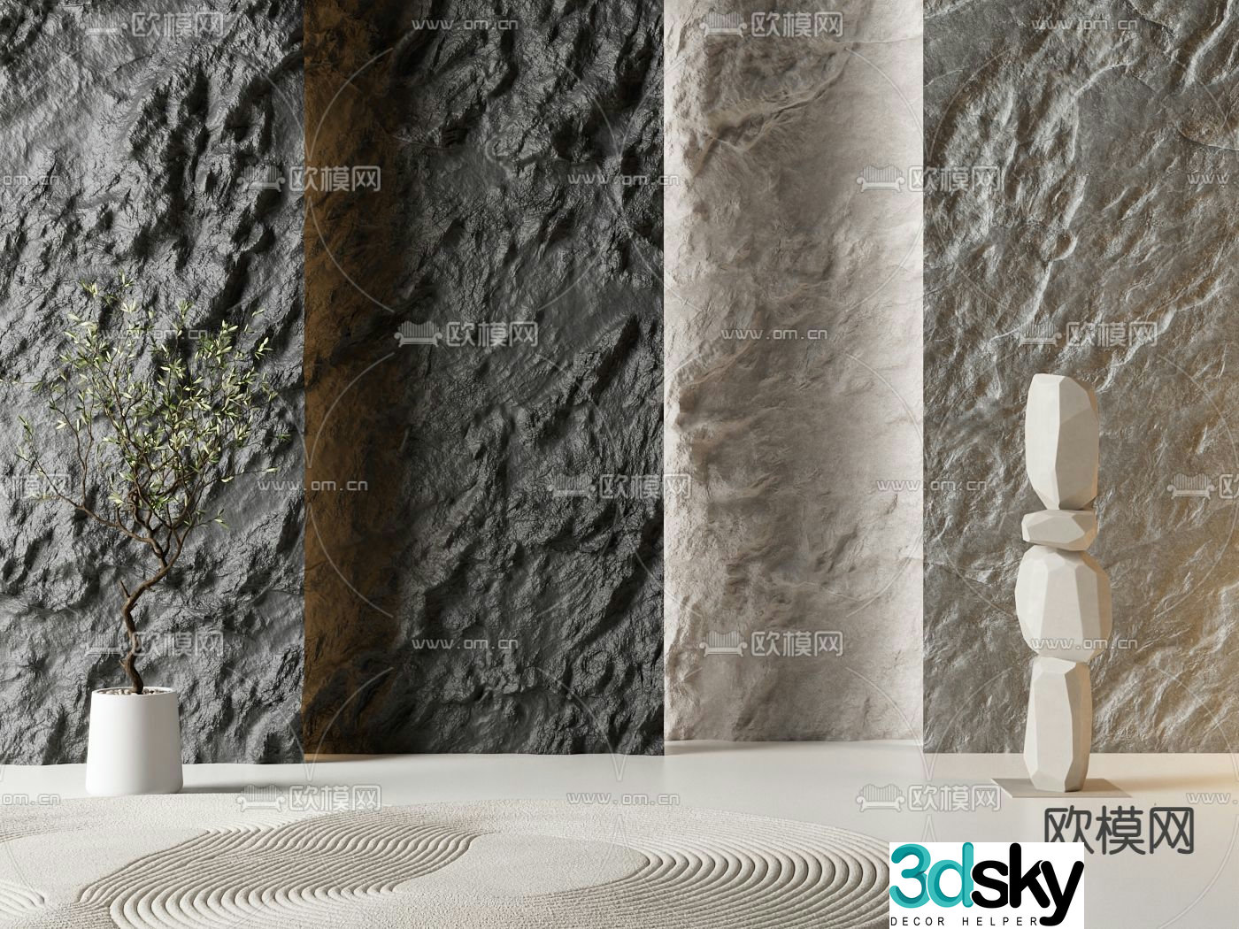 Stone background wall molten rock rock wall 3d model