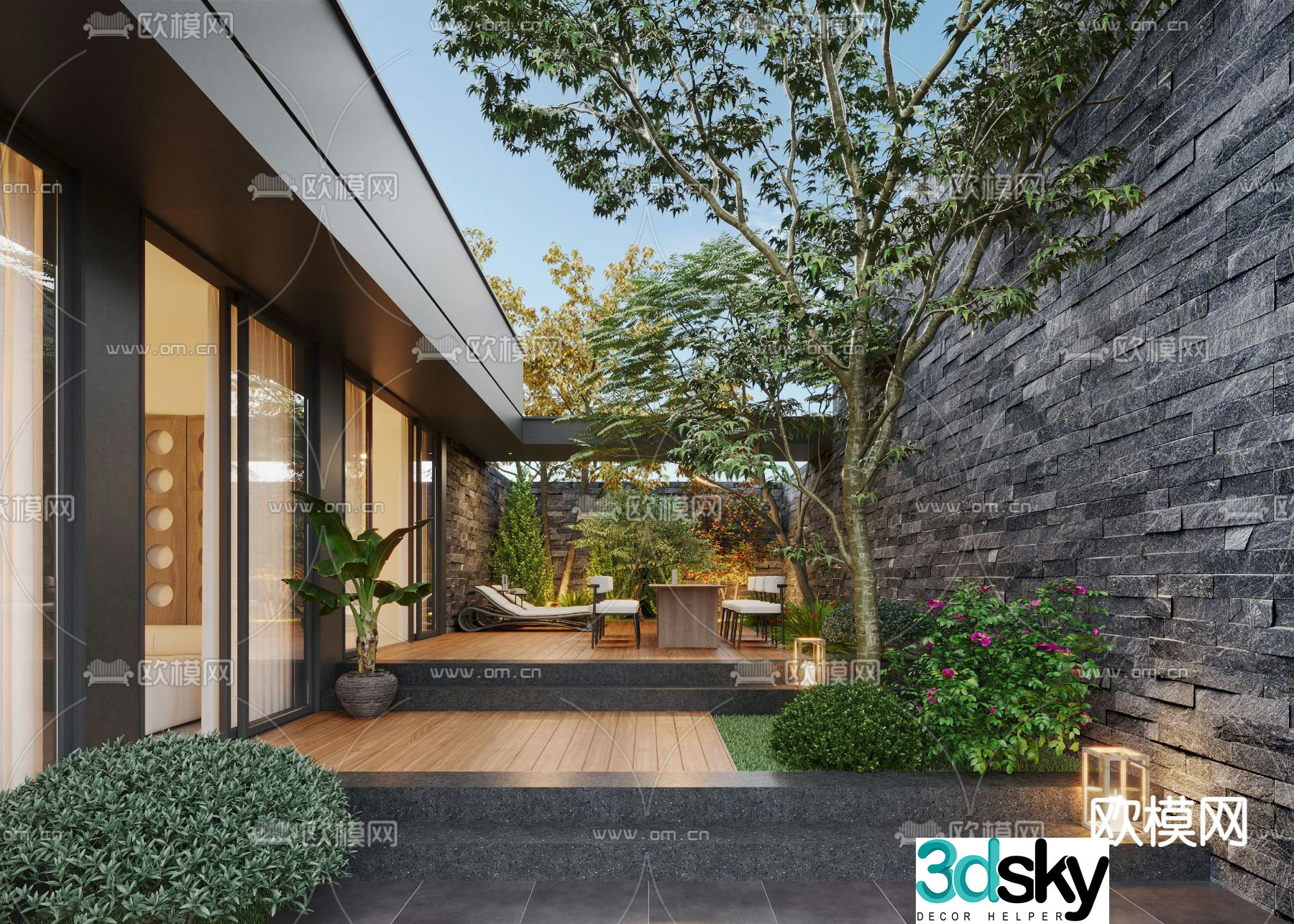 Villa courtyard leisure garden 3d model
