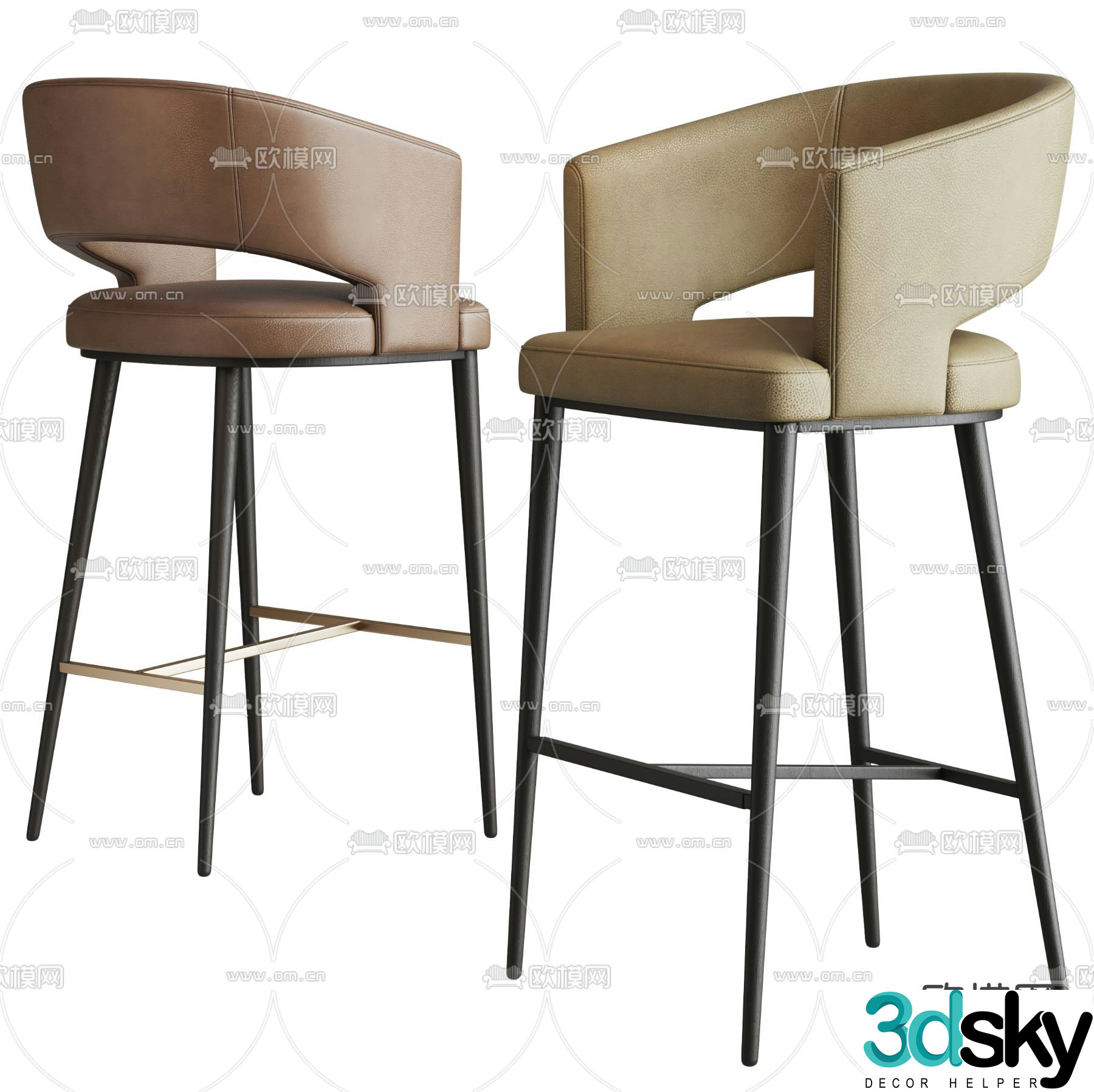 Leather bar stool bar stool high stool 3d model
