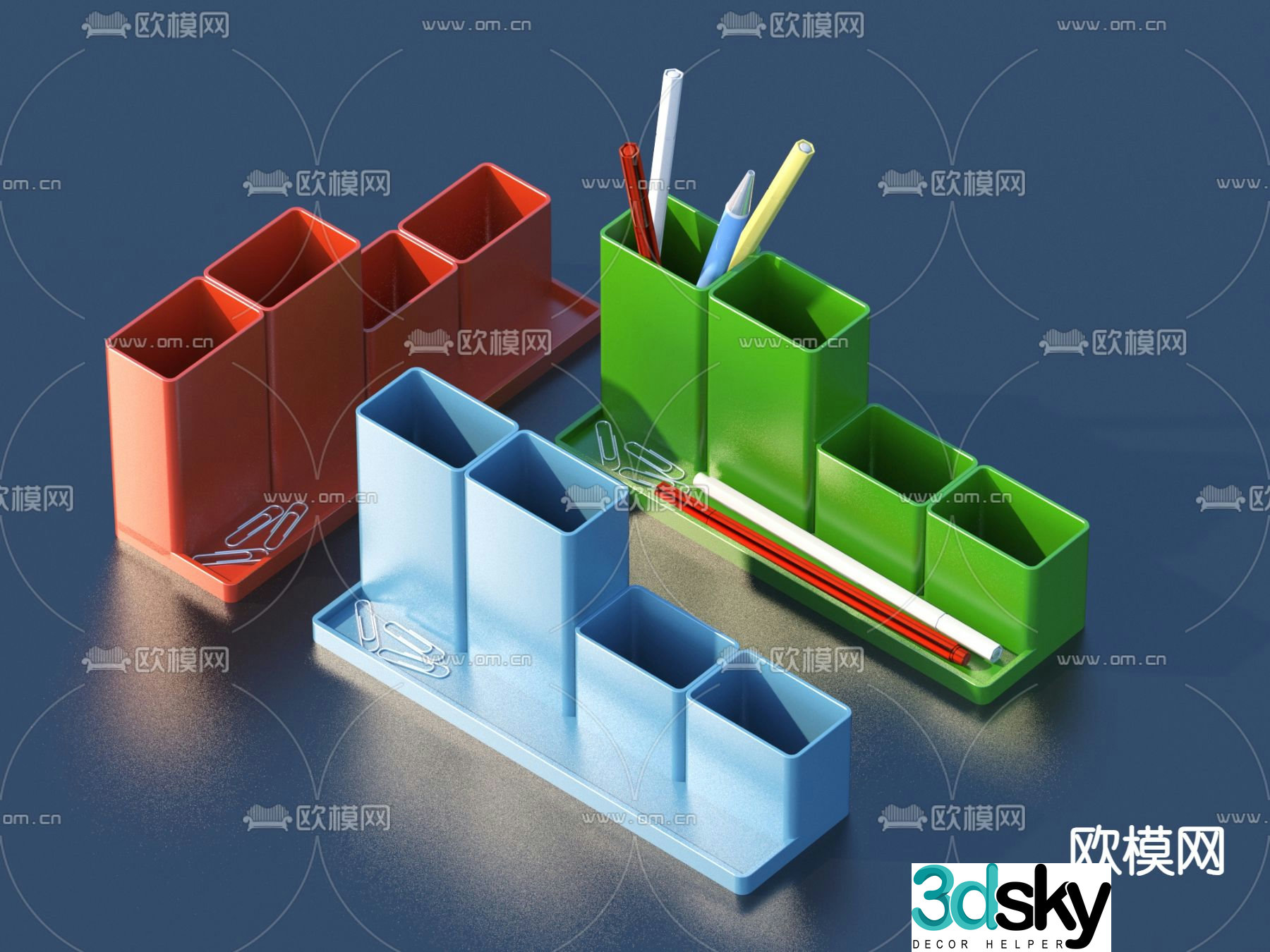 Pen holder stationery school supplies 3d model