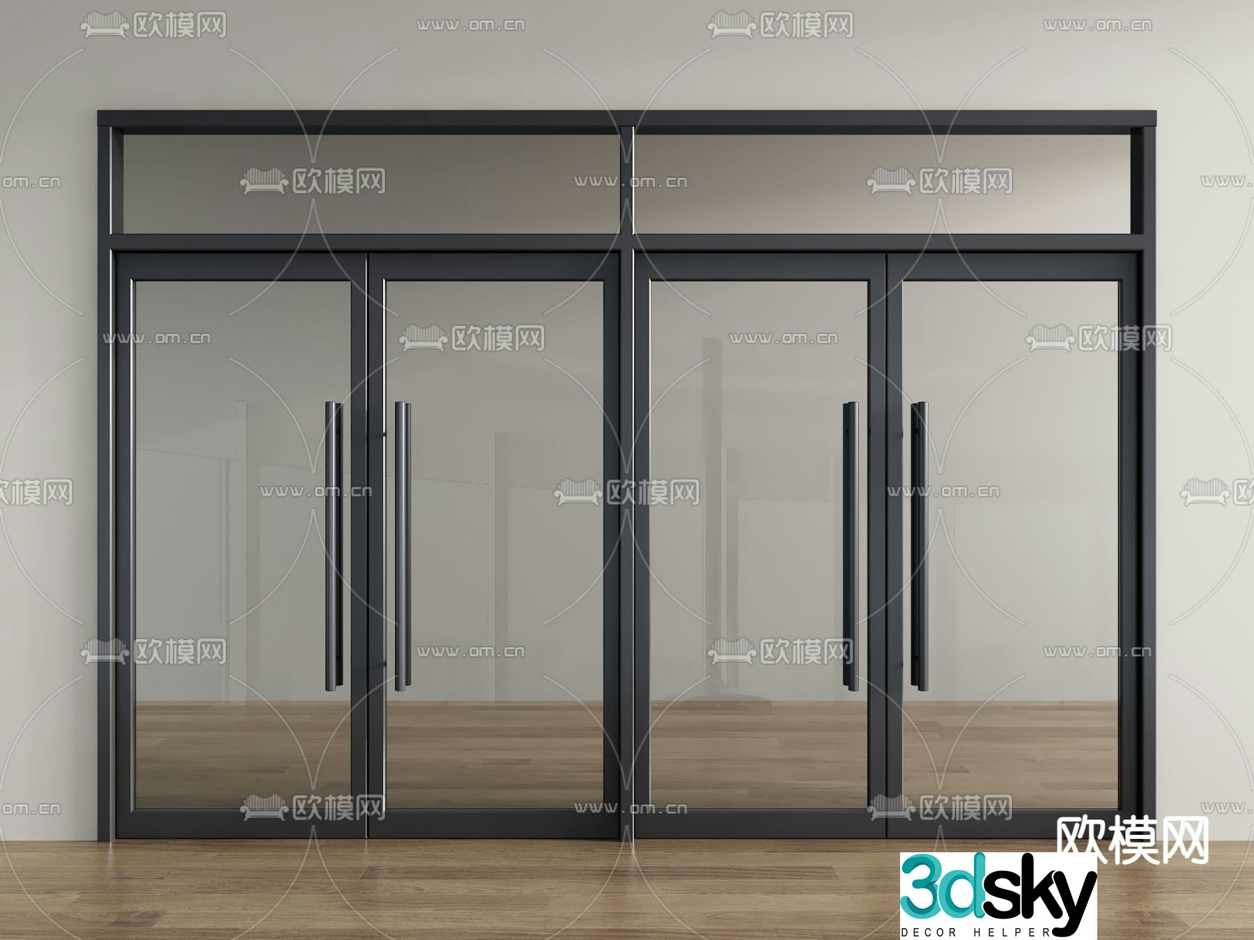Commercial glass door 3d model