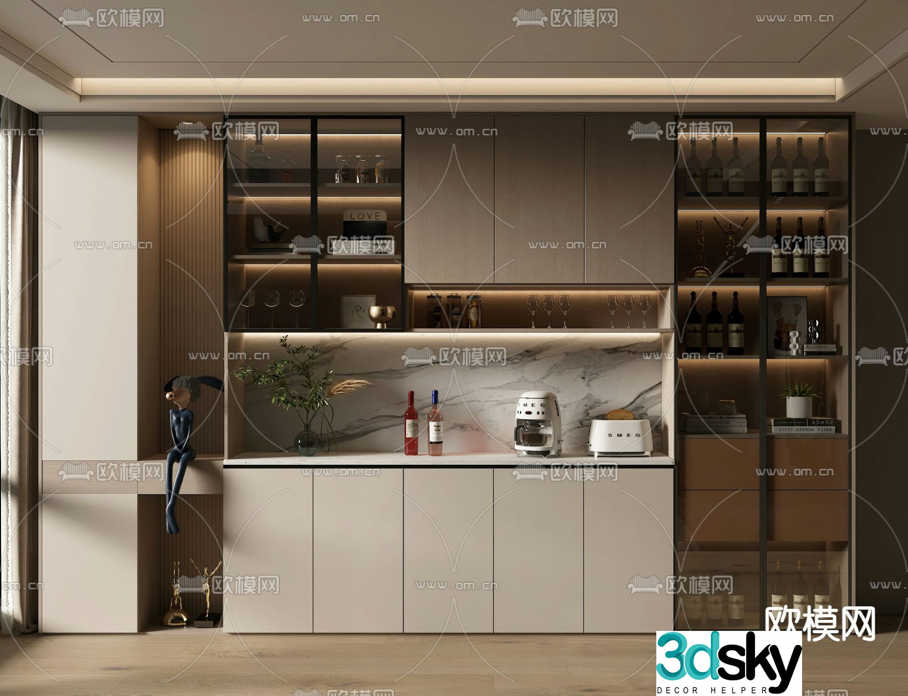 Modern wine cabinet 3d model