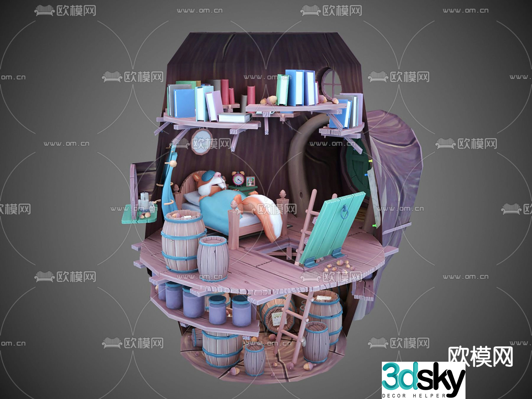 Cartoon pet home 3d model