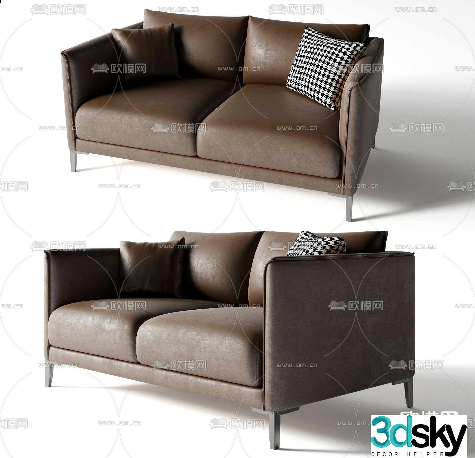 leather sofa loveseat 3d model
