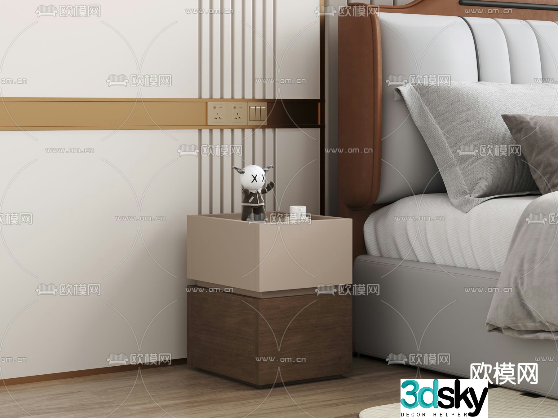 Bedside table storage cabinet 3d model