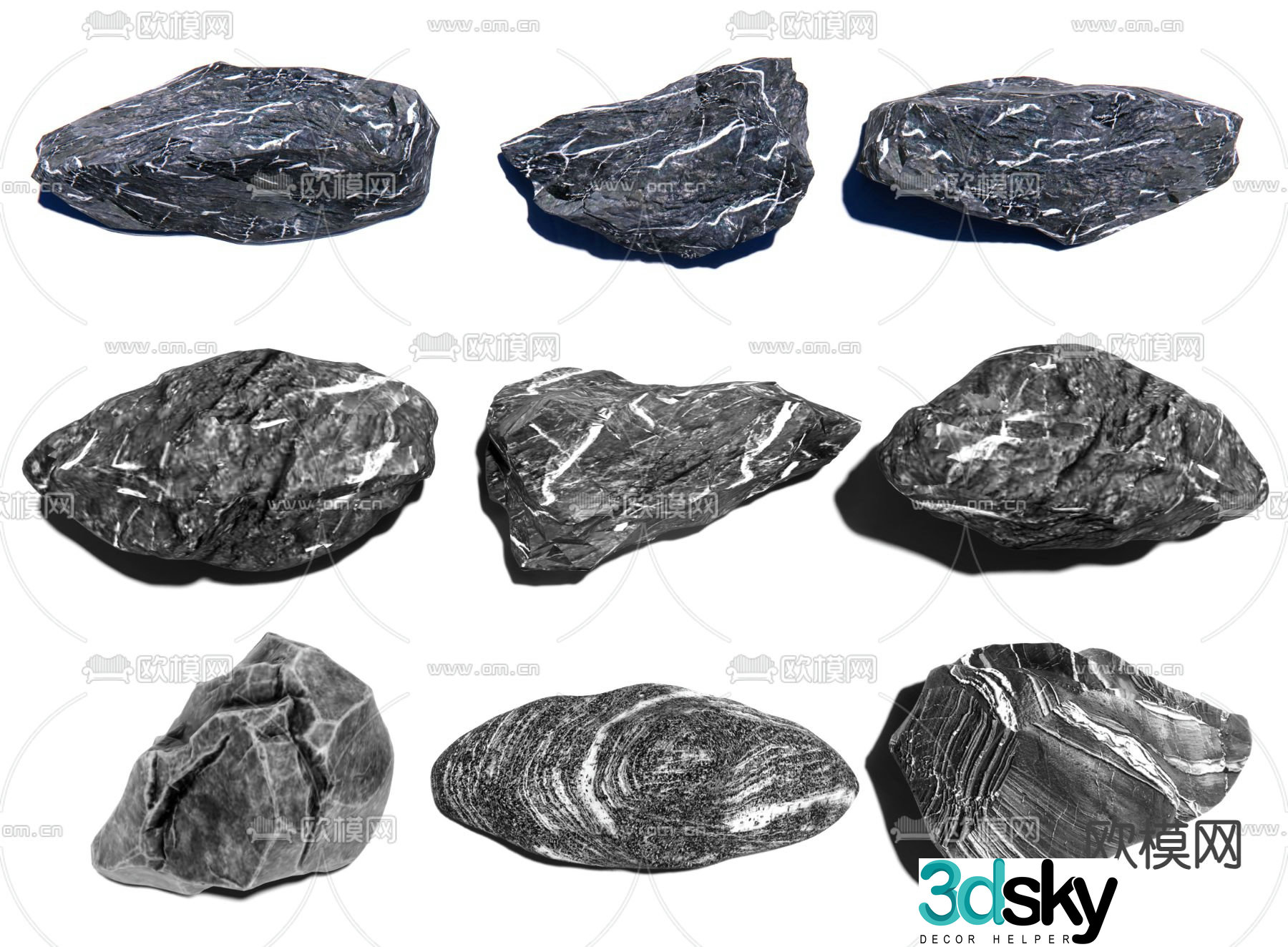 courtyard stone landscape stone 3d model