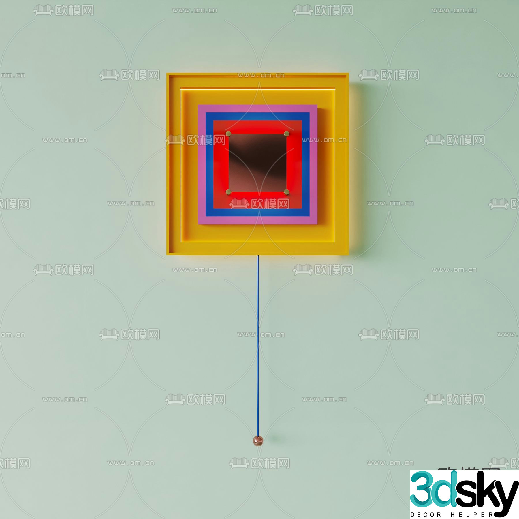 Memphis wall lamp square wall lamp 3d model