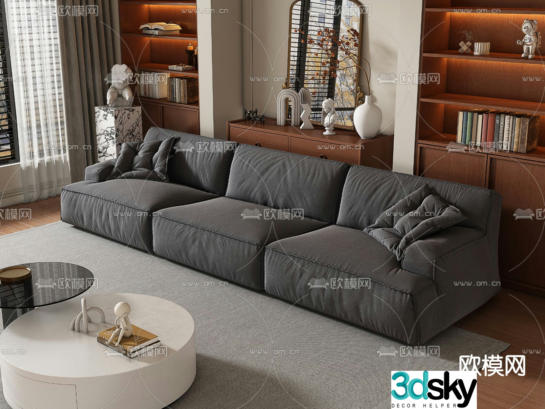 Medieval style leisure sofa multi-person sofa 3D model