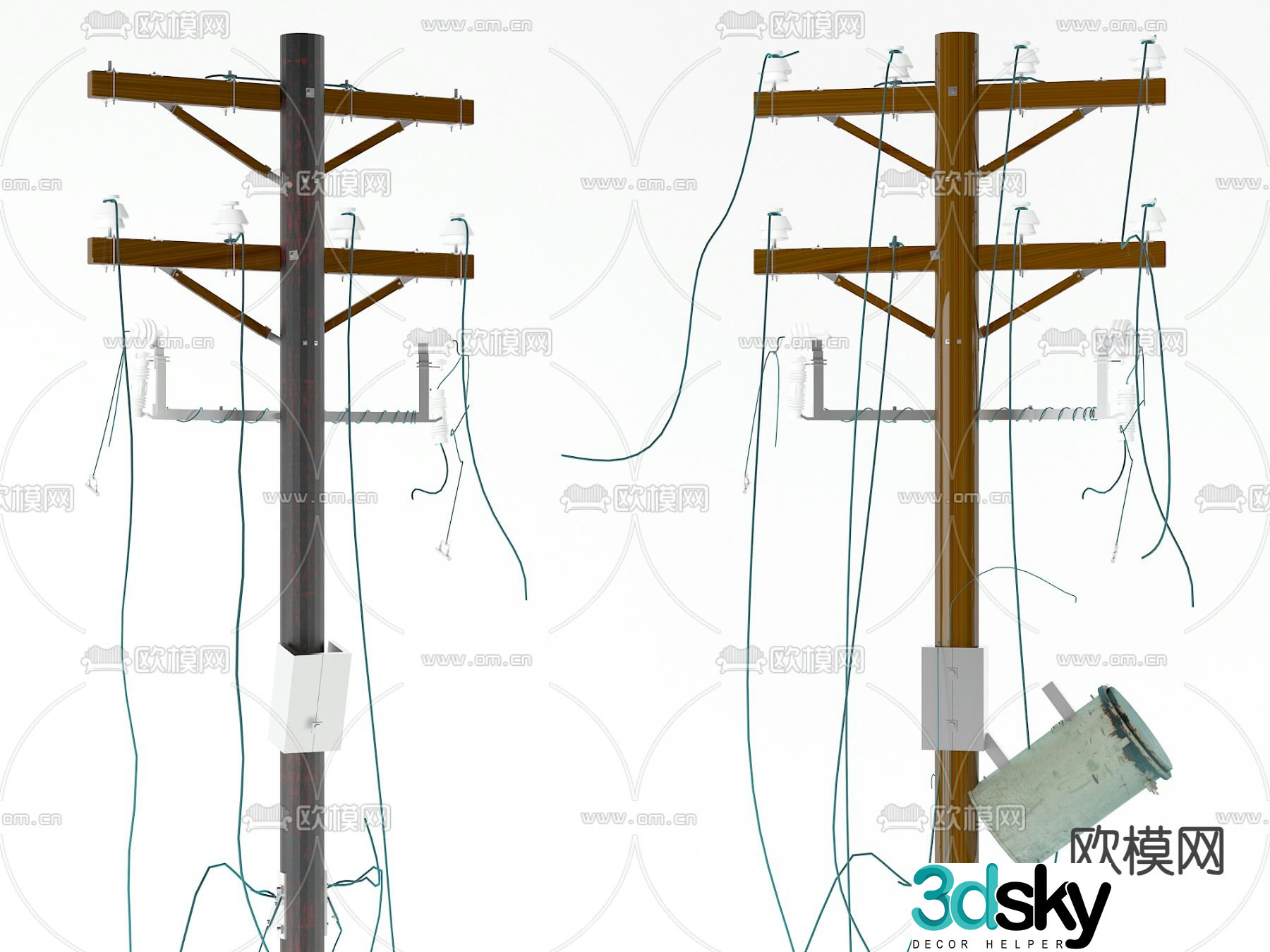 Electric pole electric facility 3d model