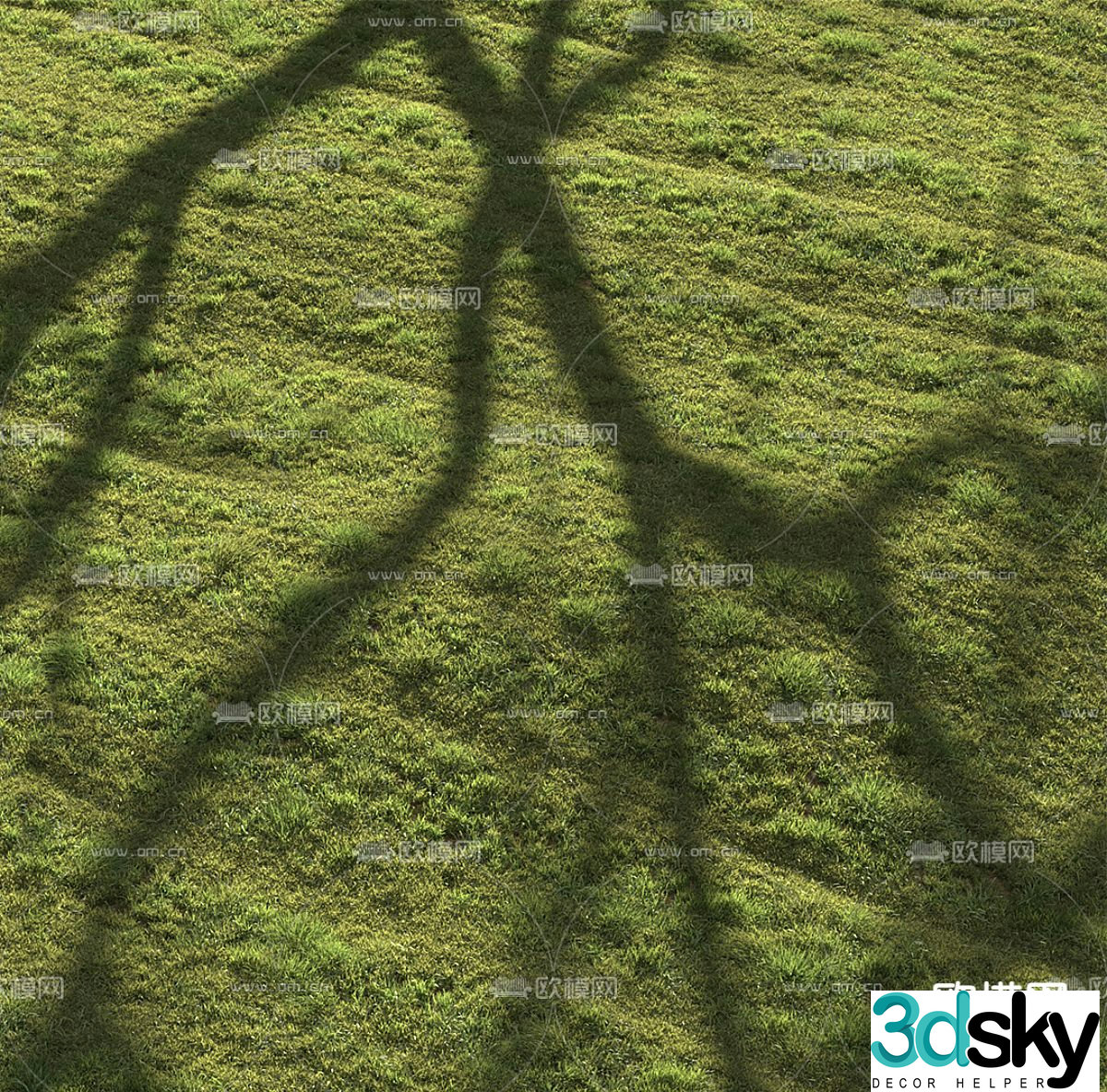 lawn grass turf green shade 3d model
