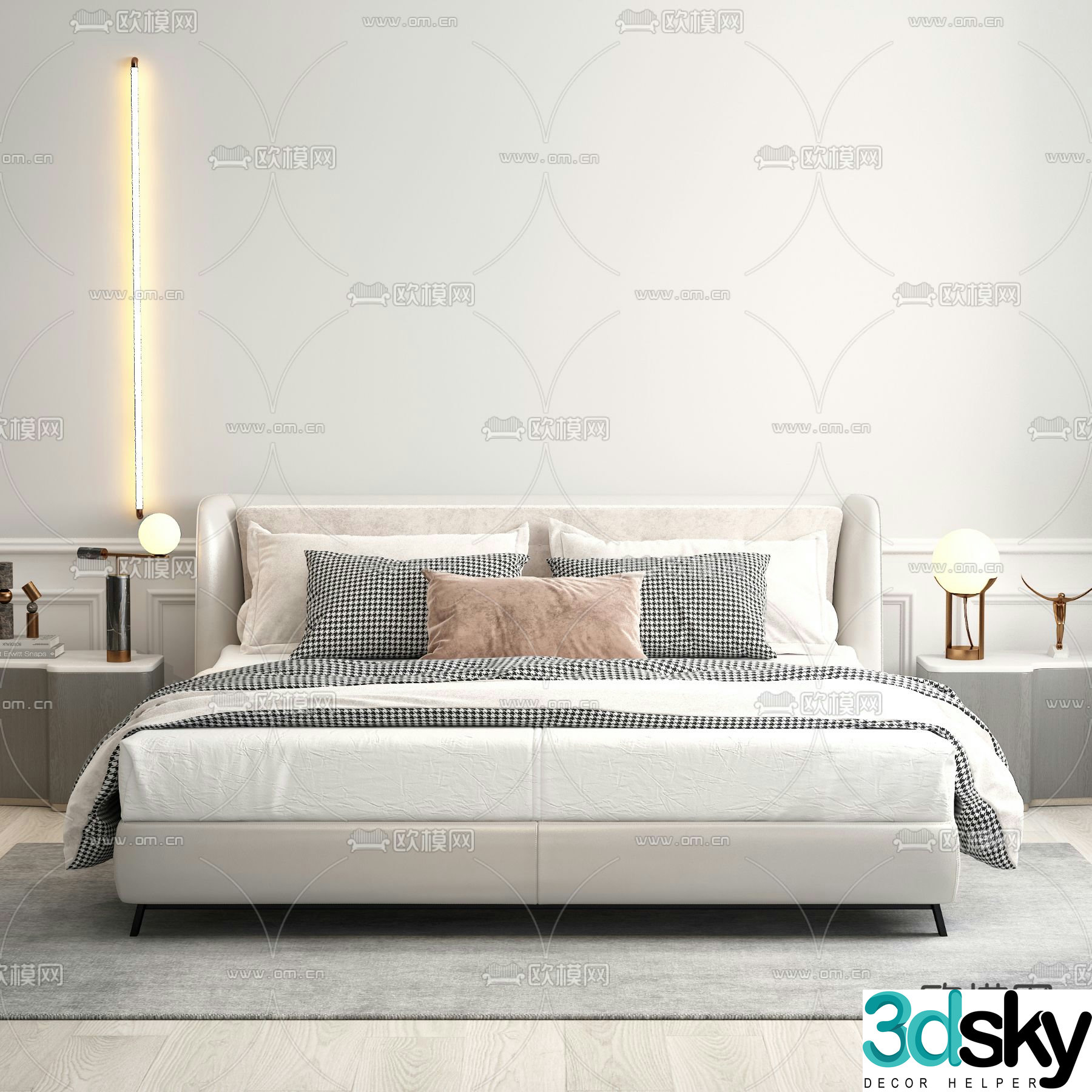 Modern double bed 3d model