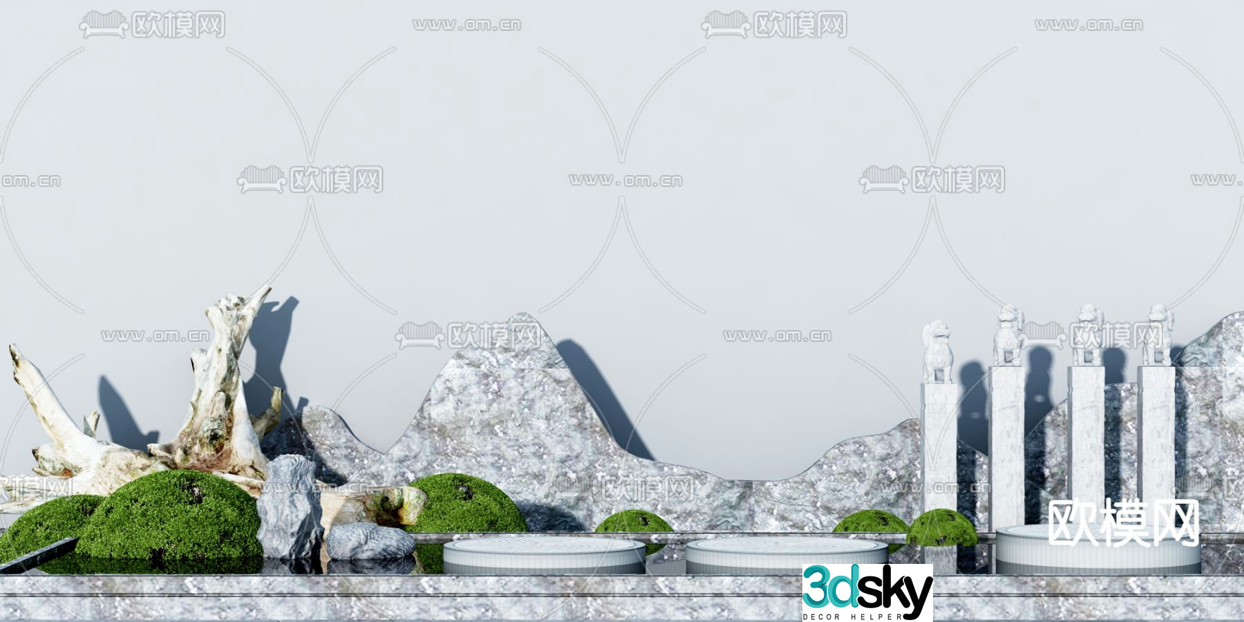 Chinese rockery waterscape landscape stone 3D model
