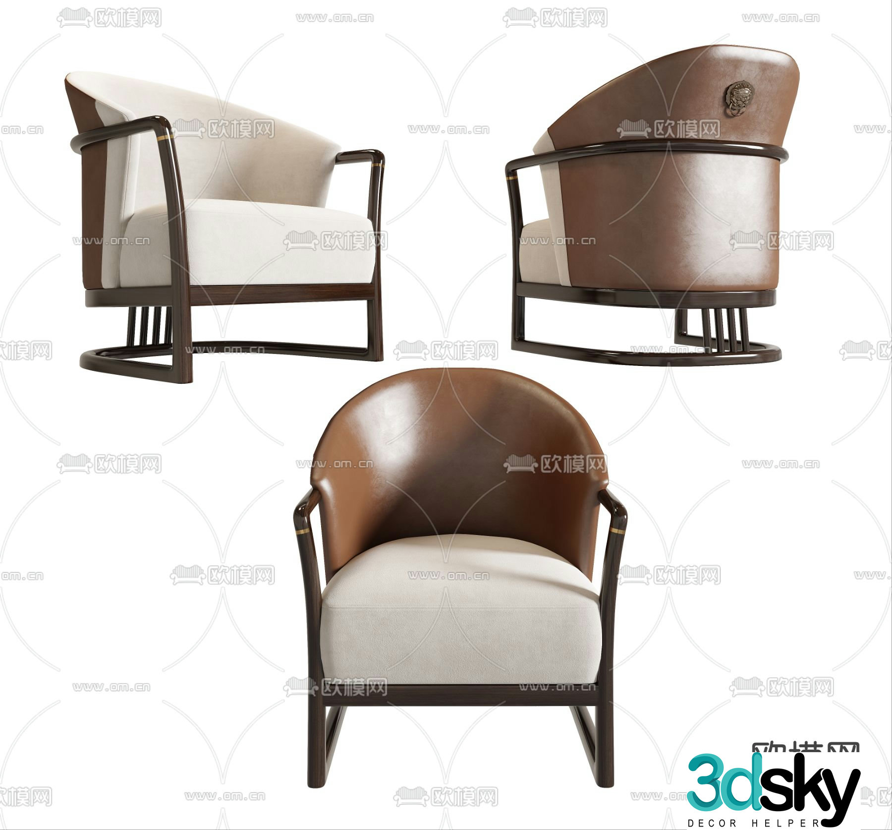 New Chinese sofa chair leisure chair 3d model