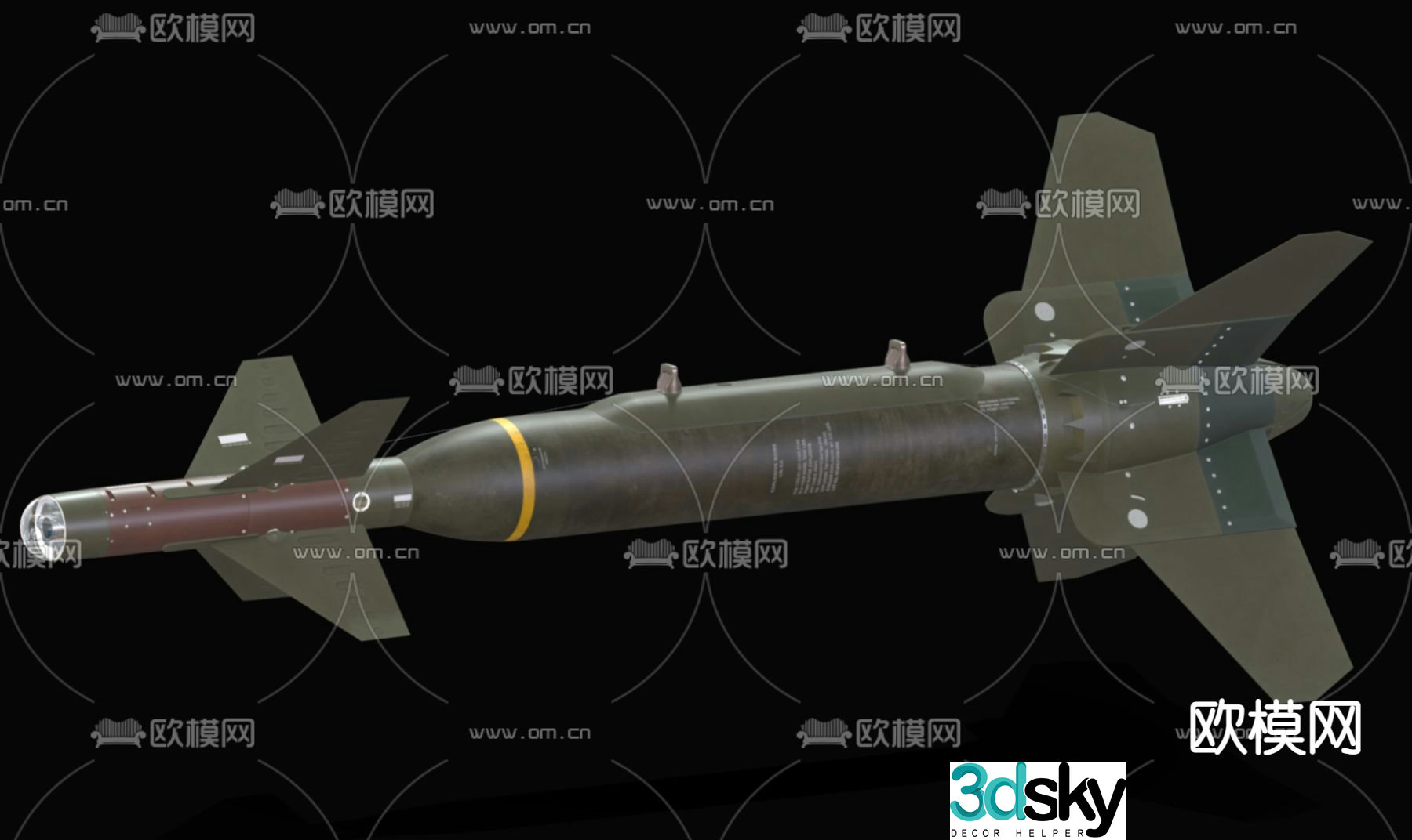 aviation bomb military weapon 3d model